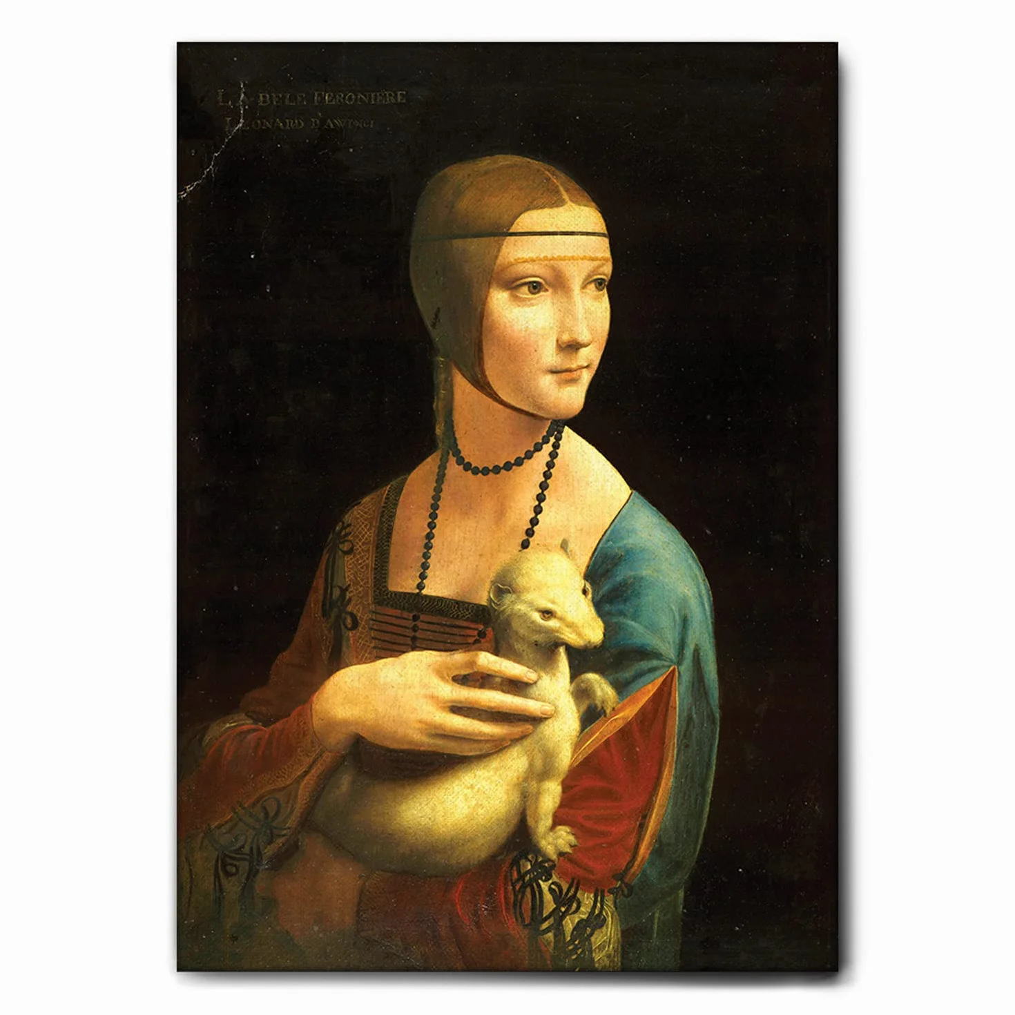 Giallobus Leonardo Da Vinci Dame à l'hermine Toile 50x70 Peinture Moderne