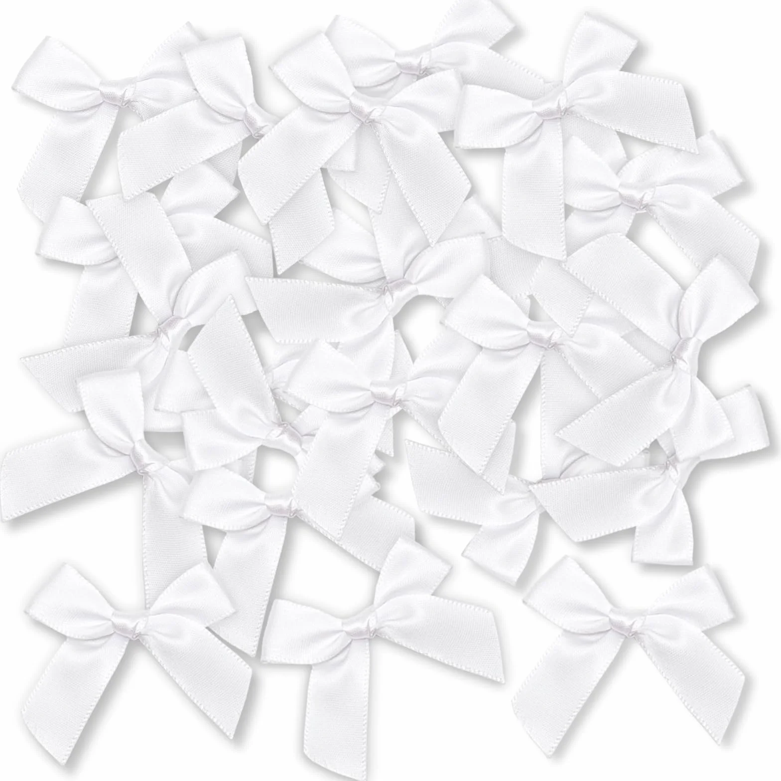 Noeud Cadeau Blancs 5cm Satin Soie Auto-adhésif – 48 Pièces pour Emballage Cadeaux Mariage Fêtes