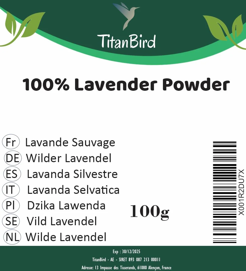 Poudre de Fleurs de Lavande Sauvage 100g Très Parfumée 100% Naturelle Qualité Supérieure
