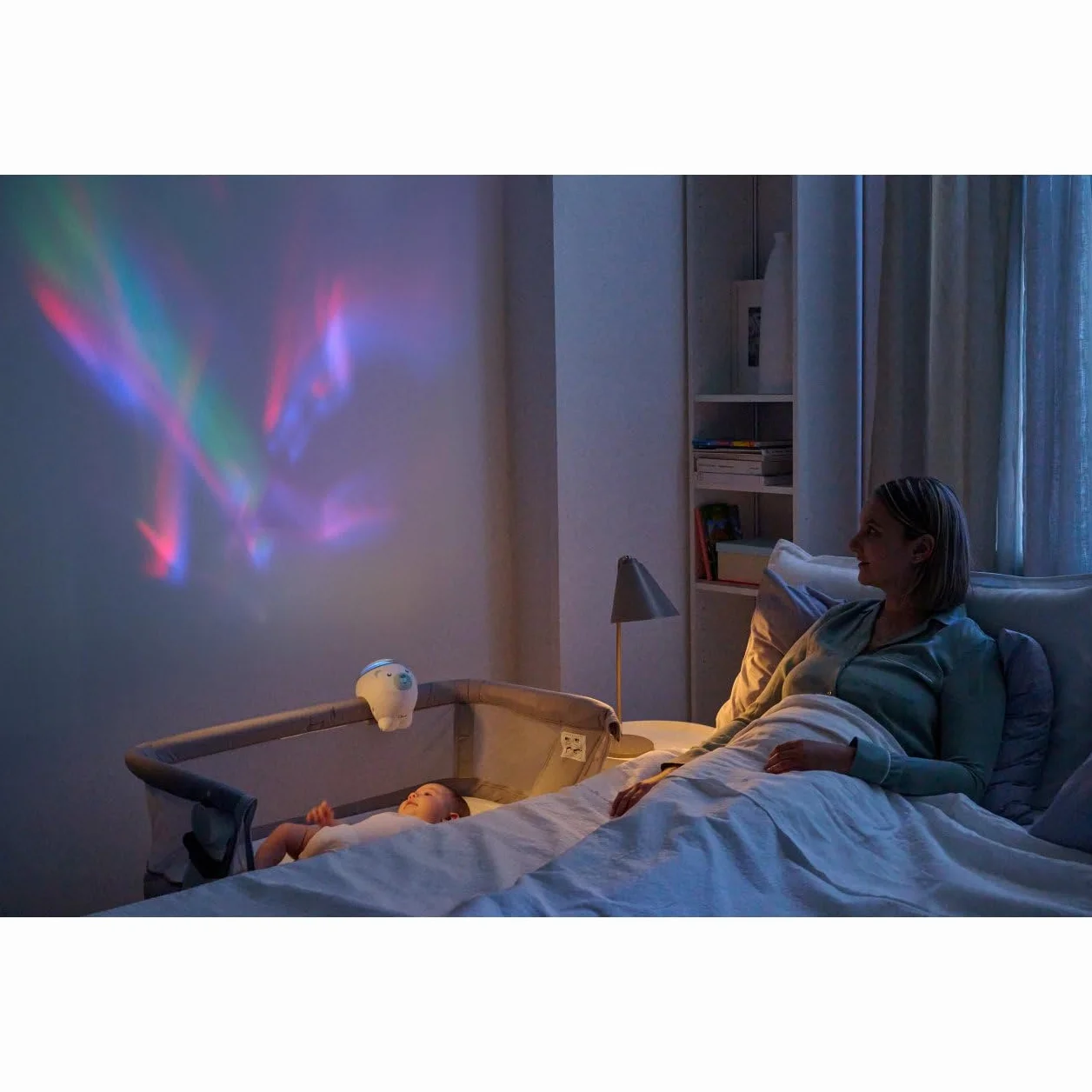 Projecteur 2en1 Ours Polaire First Dreams Veilleuse Enfants Aurore Boréale Musique Classique Sons Nature Bébé Bleu