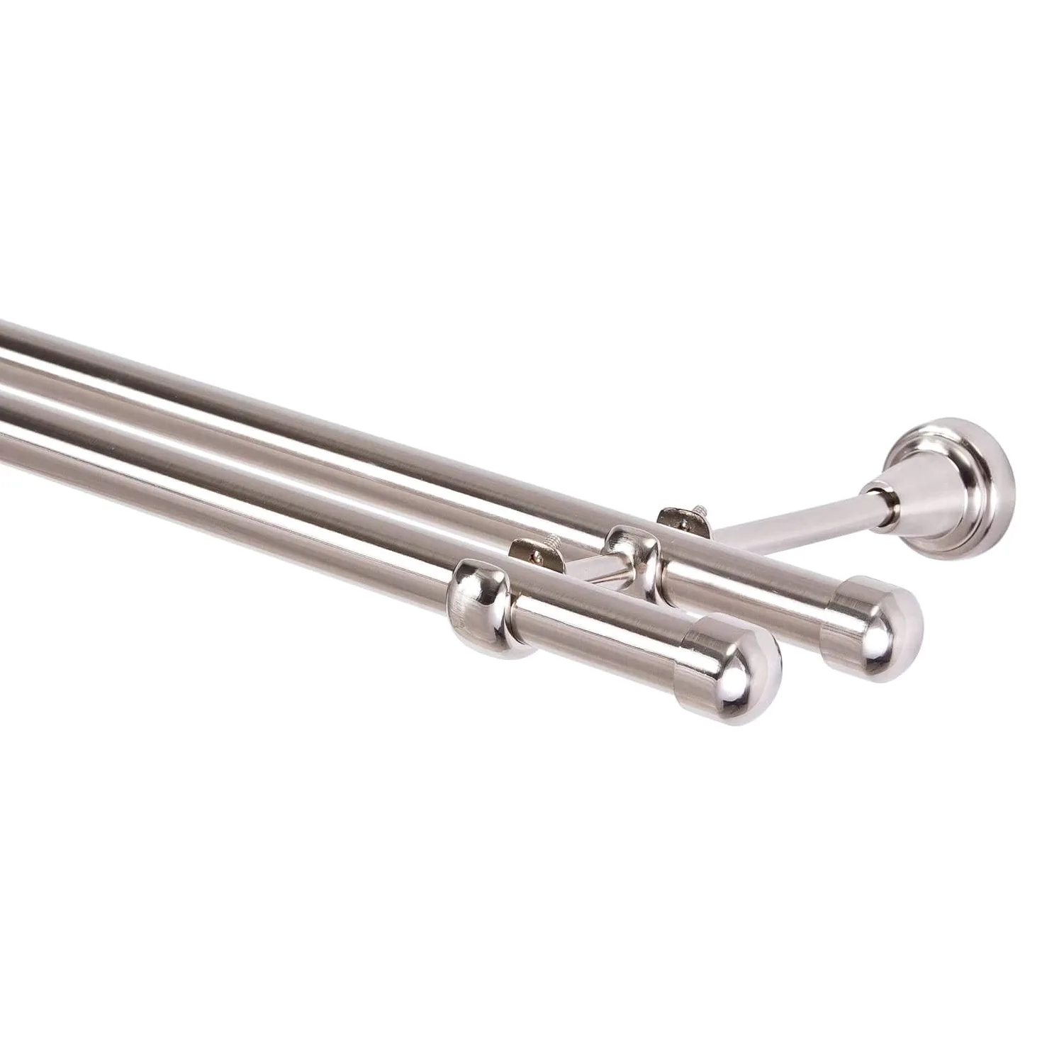 MDEKOR Tringle à rideaux double rail en métal aspect inox diam.19 mm 320