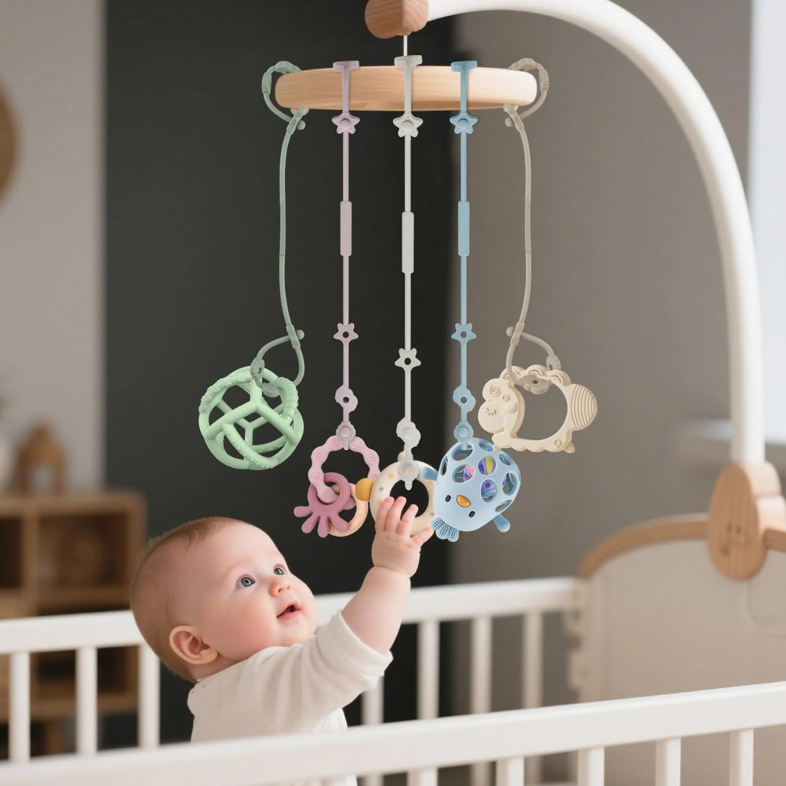 Lot de 5 attache-tétines en silicone avec clip réglable - Chaîne de poussette - Sans BPA