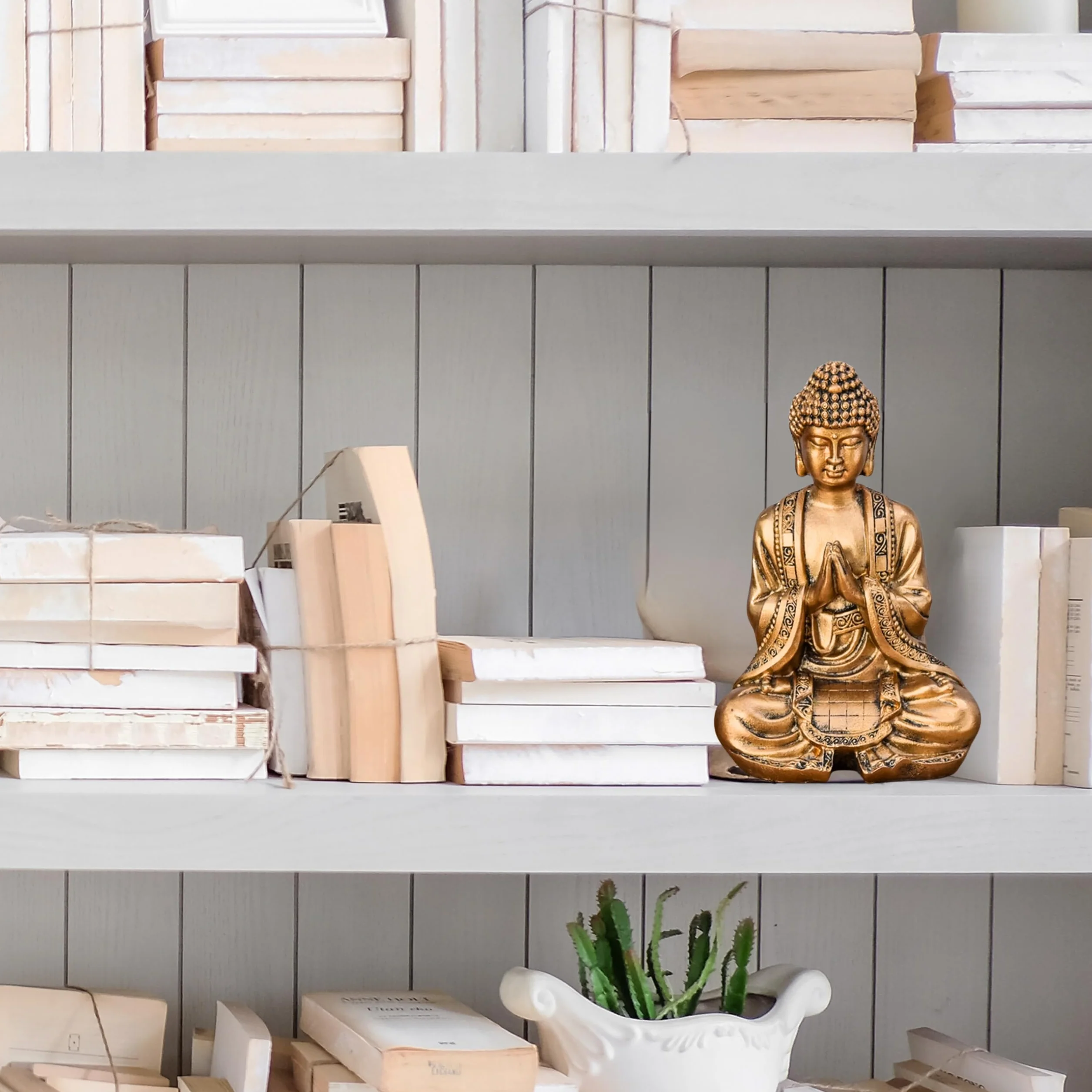 Statue Bouddha Or Méditation 12cm Zen Feng Shui Décoration Intérieur