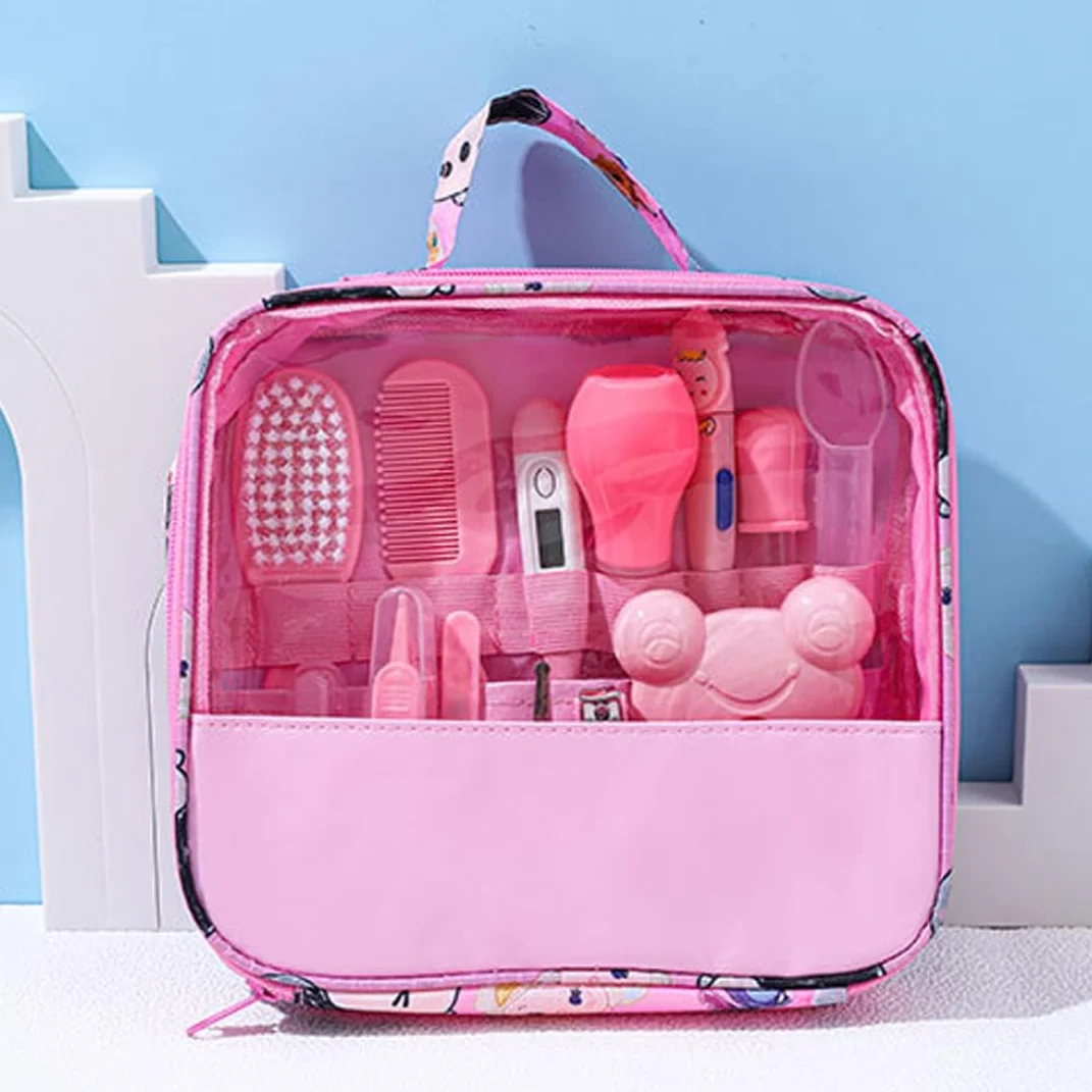 Kit de toilettage pour bébé 13 pièces aspirateur nasal coupe-ongles brosse à cheveux