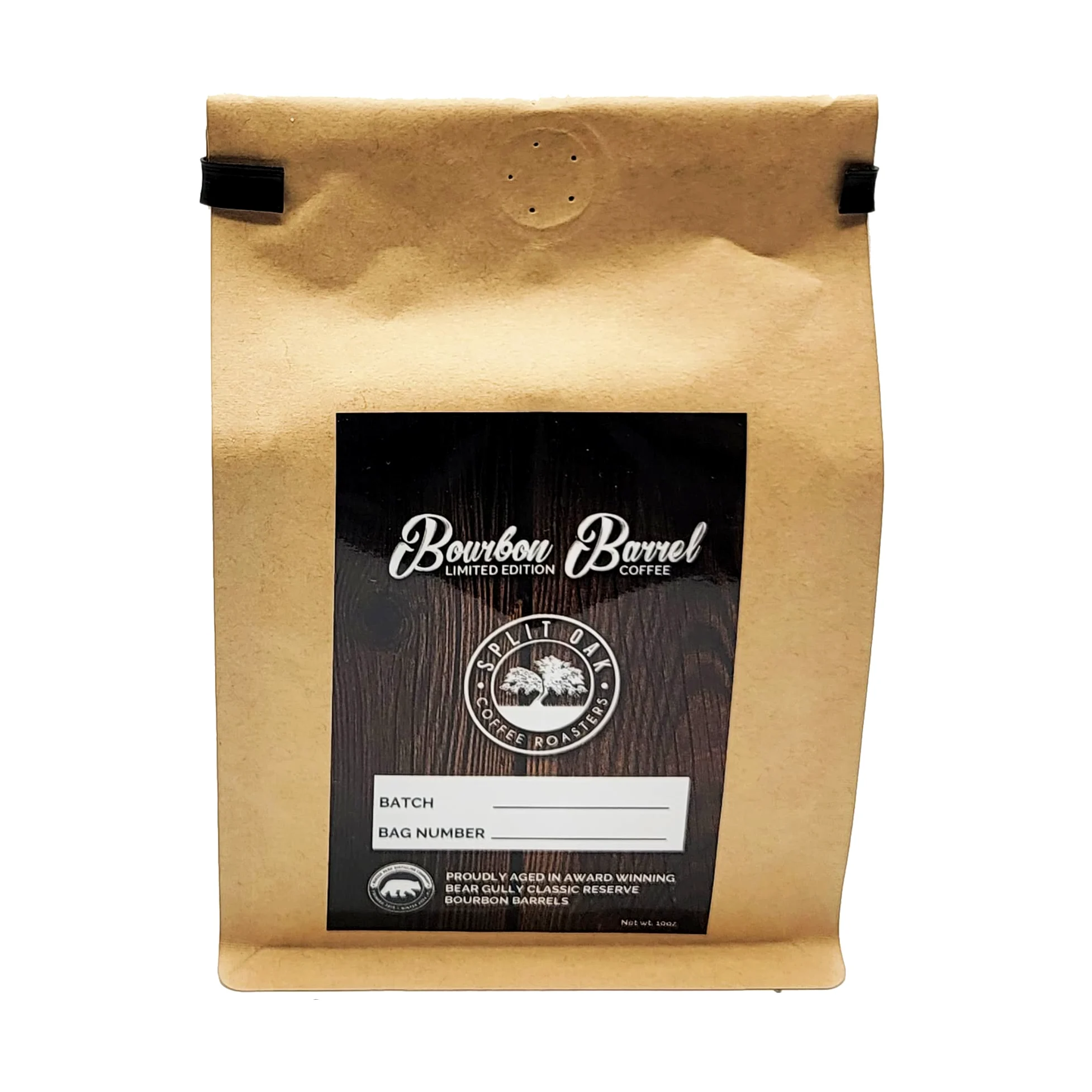 Coffret cadeau pour homme et femme avec lot de 2 cafés torréfiés en fût de bourbon bio vieilli + 1 cafetière à piston en acier inoxydable de Split Oak.