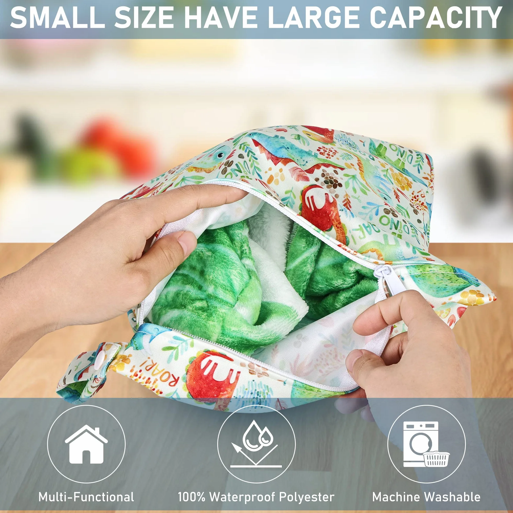 Lot de 4 sacs à couches imperméables en tissu avec fermeture éclair pour bébé