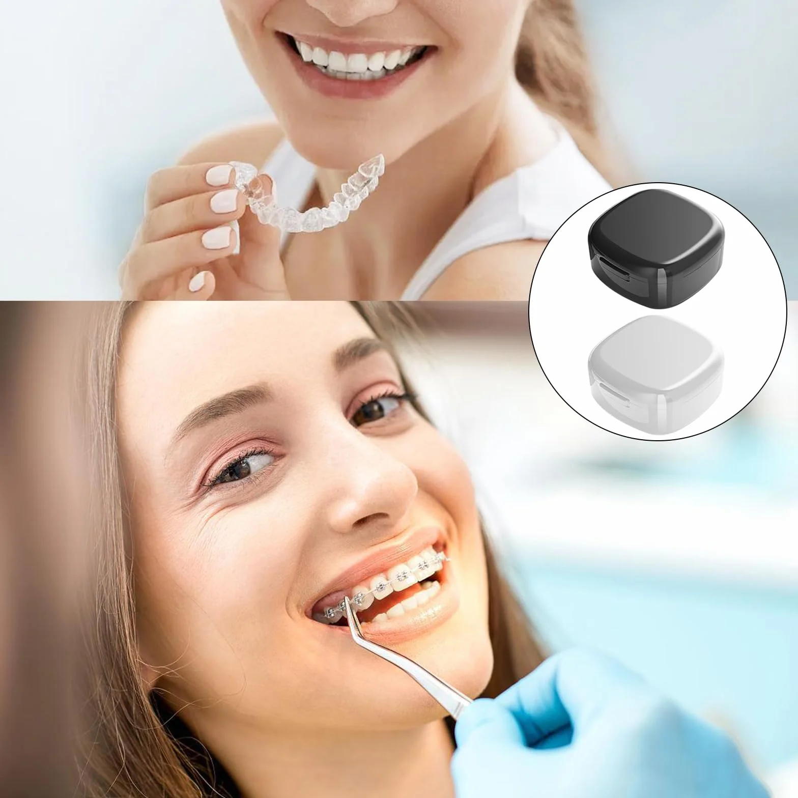 Etui Pour Appareil Dentaire Boîte De Rangement Avec Panier Portable Boîte Orthodontique 2 Pièces