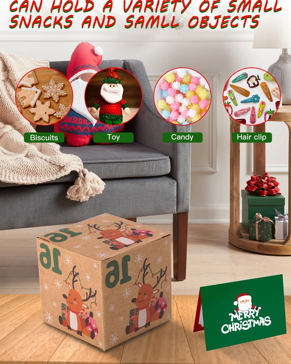 Calendrier de l'Avent 24 pièces Boîtes Kraft DIY Set Cadeau Noël