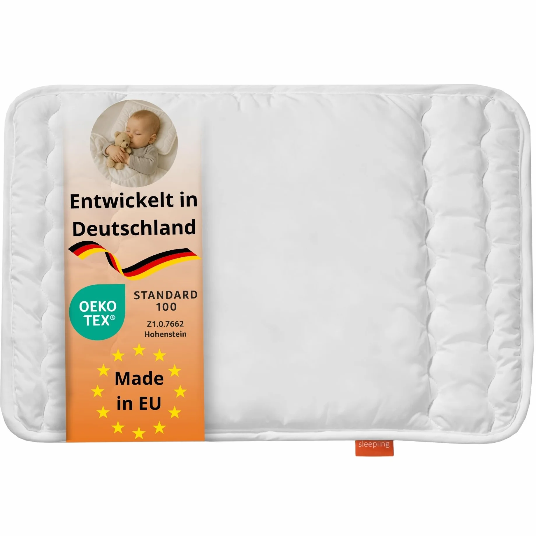 Oreiller Plat pour bébé 100% Microfibre hypoallergénique Ökotex 100 40 x 60 cm Blanc