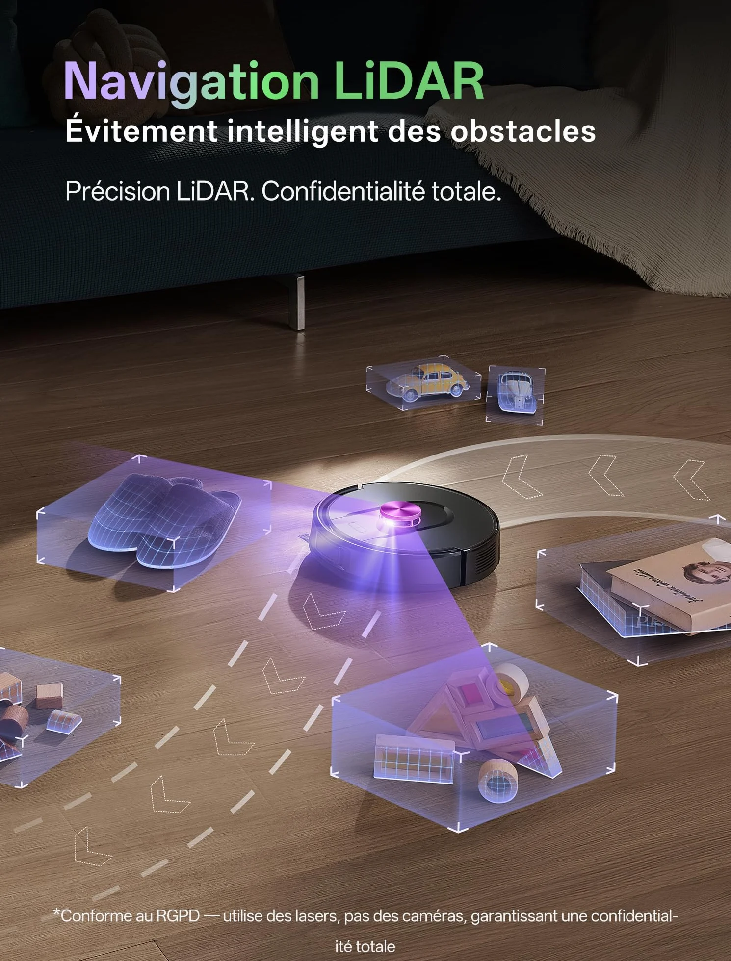 Vexilar W15 Robot aspirateur laveur 10000Pa avec station sans sac, navigation LiDAR, 180min, connecté par APP
