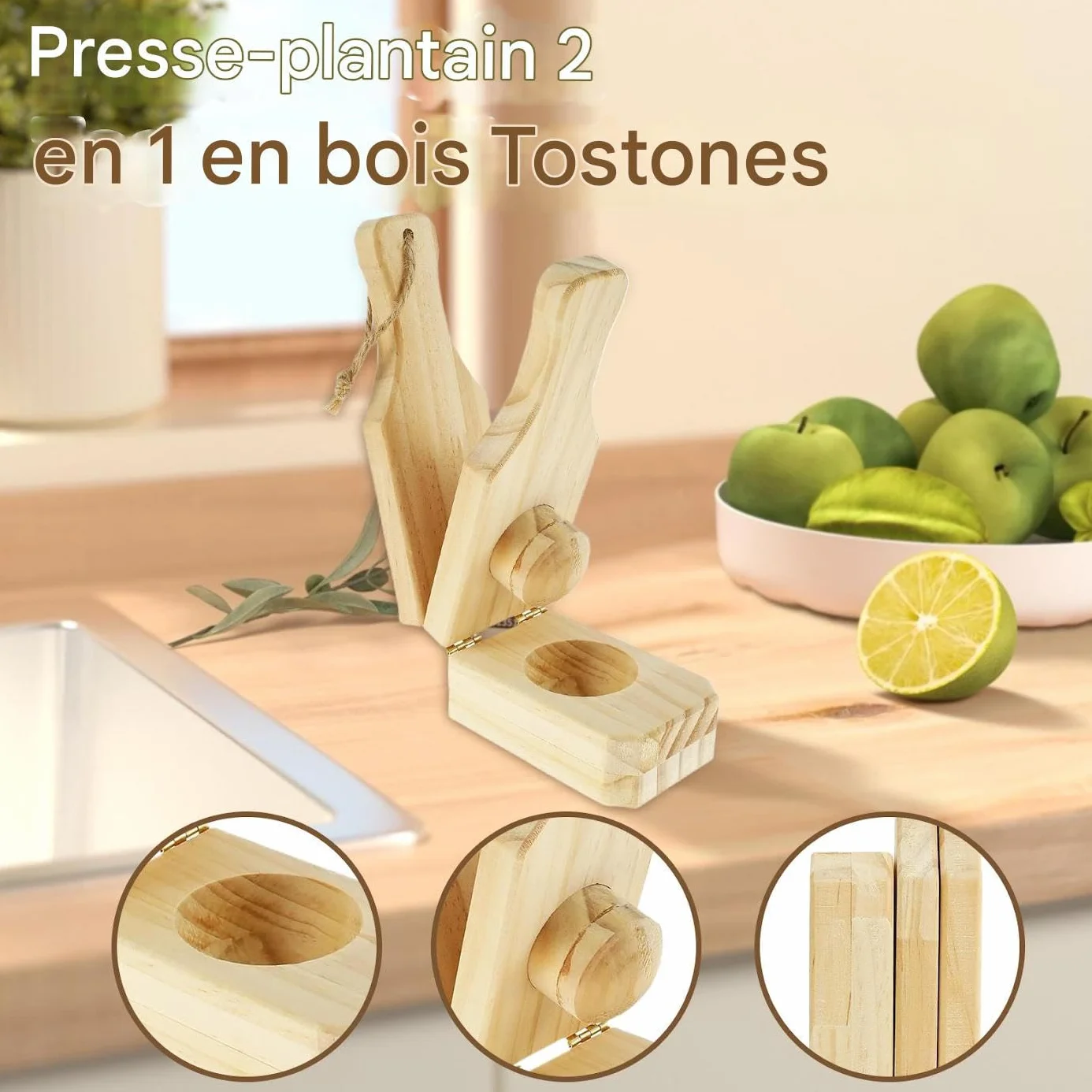 Presse à Écraser les Plantains en Bois pour Chips de Banane - Cuisine Cuisson Grill Maison Camping
