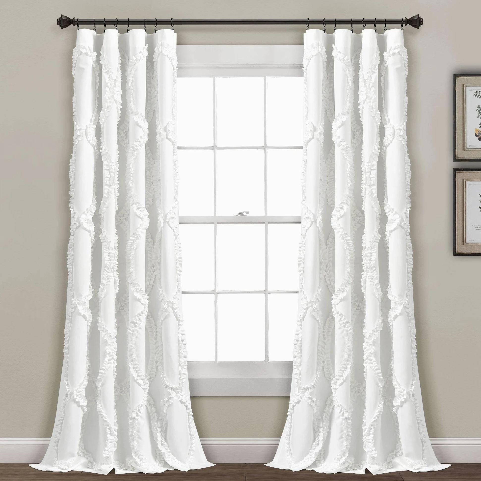 Lush Decor Avon Rideau de fenêtre Ivoire pour Salon, Salle à Manger, Chambre à Coucher (Simple), 137,2 x 241,3 cm (l x L), Blanc