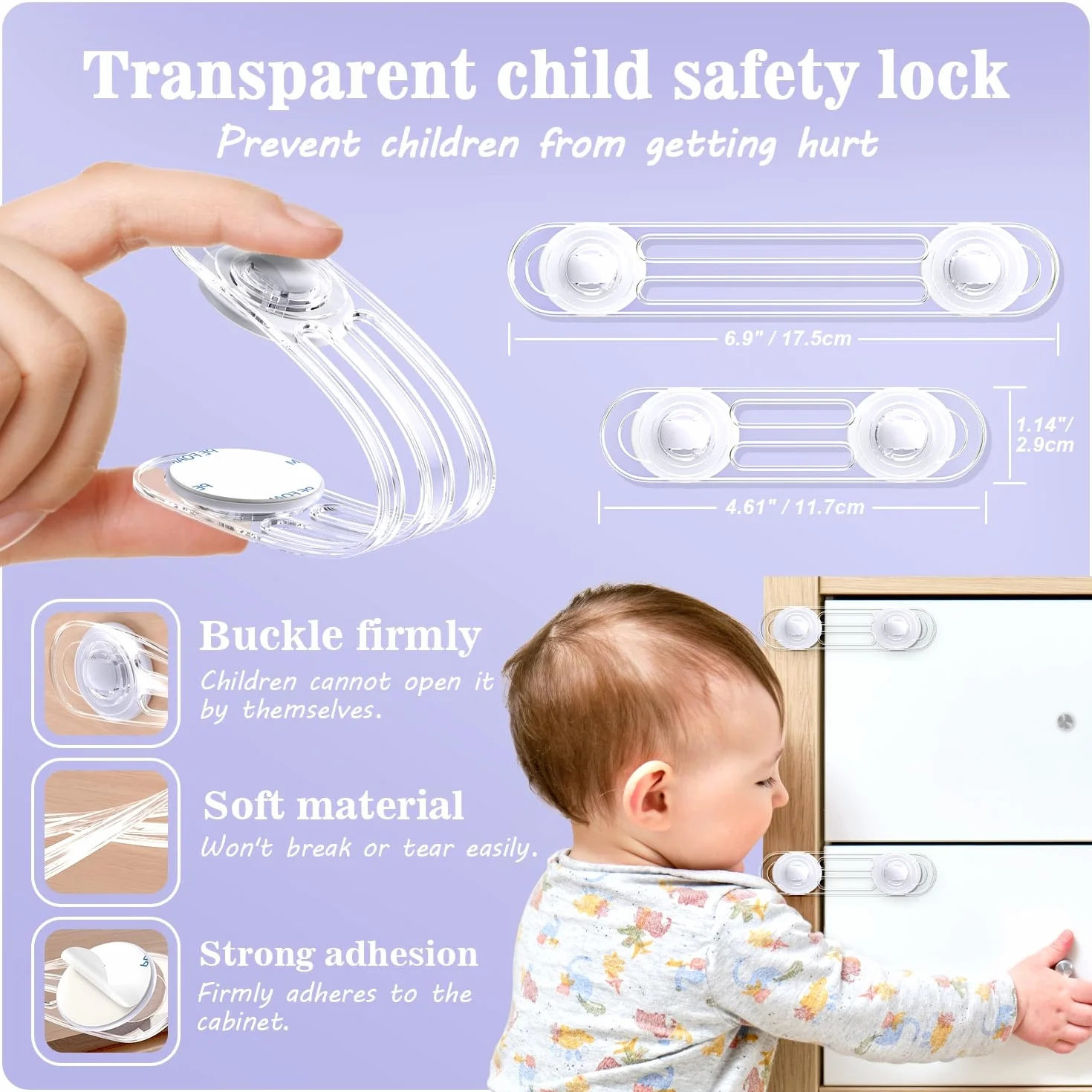 Kimsky Bloque Porte Bébé 12 Pièces Sécurité Enfant Transparent Sans Perçage