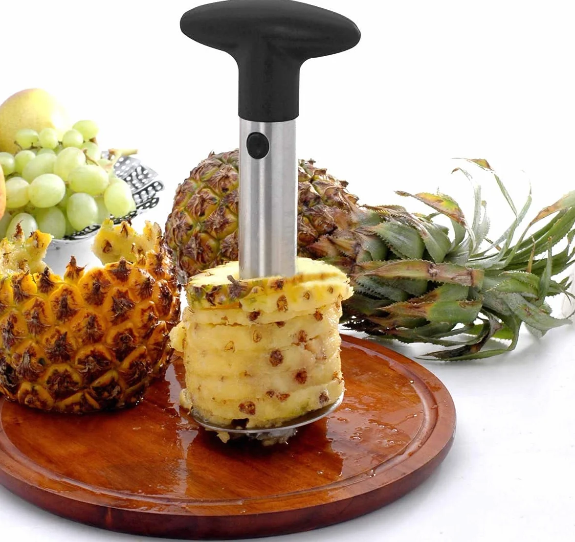 Coupe Ananas Acier Inoxydable Poignée Antidérapante Coupe Fruit Anneaux