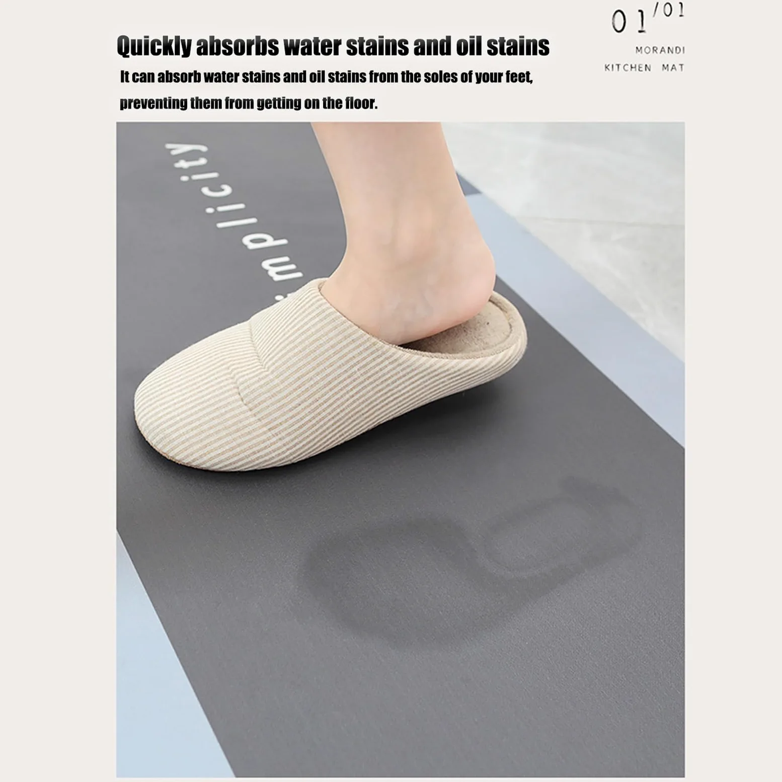 Tapis de cuisine anti-fatigue, tapis de sol antidérapant imperméable et résistant aux taches pour la maison et le bureau