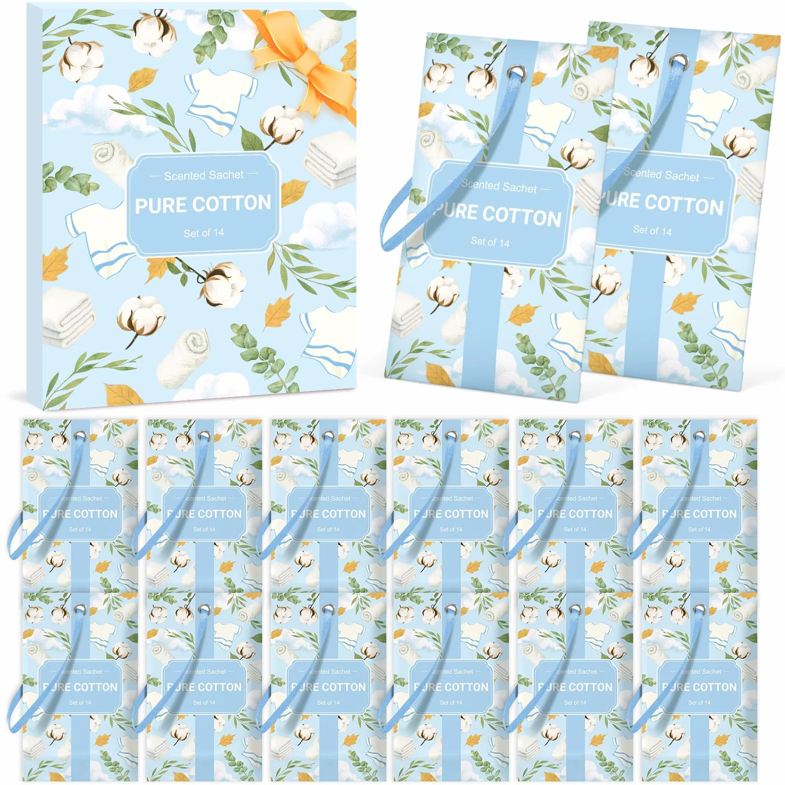 Scentorini Sachets Parfumés Coton Frais 10g x 14 pour Armoires et Tiroirs