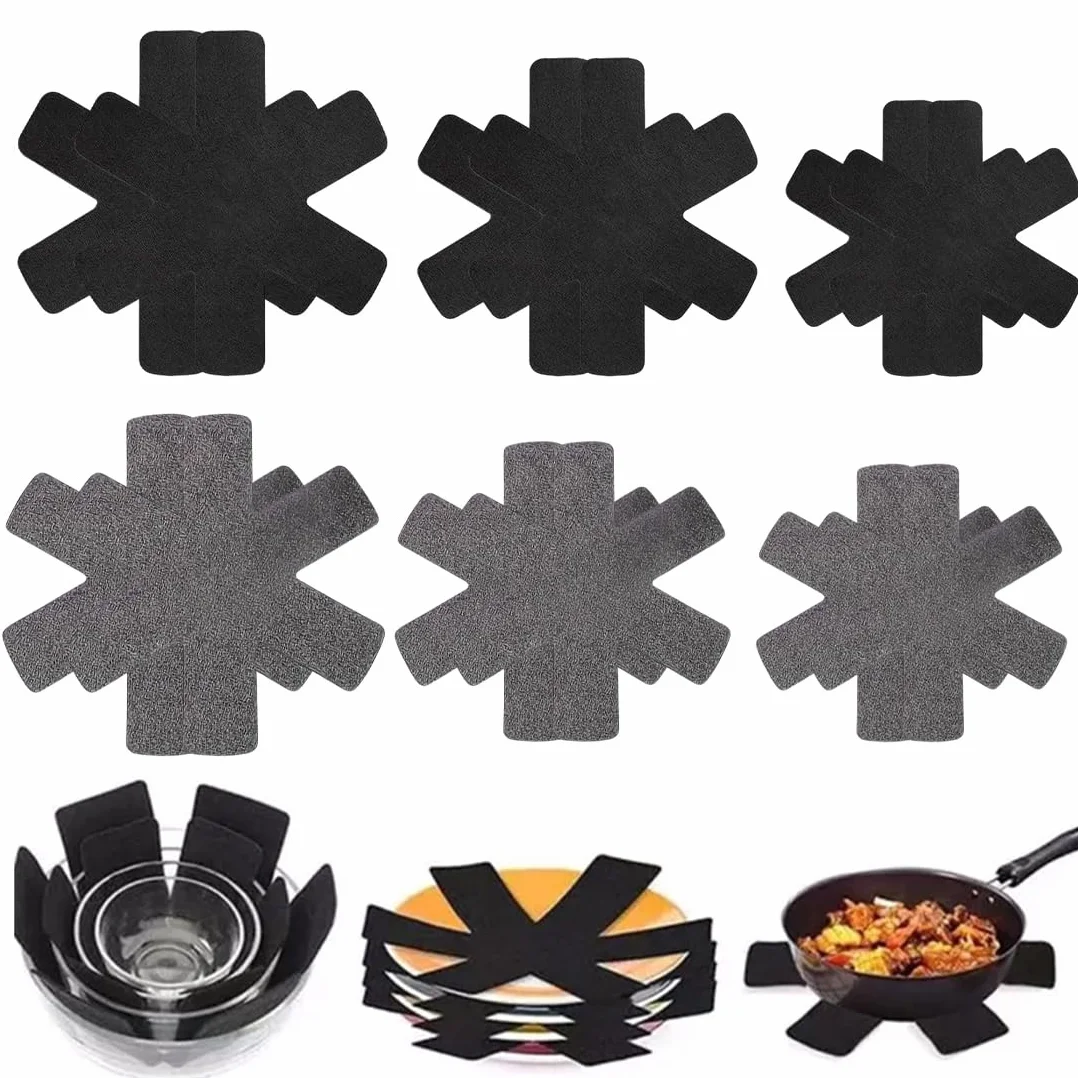 Protege Poele Protection Poele et Casserole Dessous de Plats 12 Pieces Gris+Noir