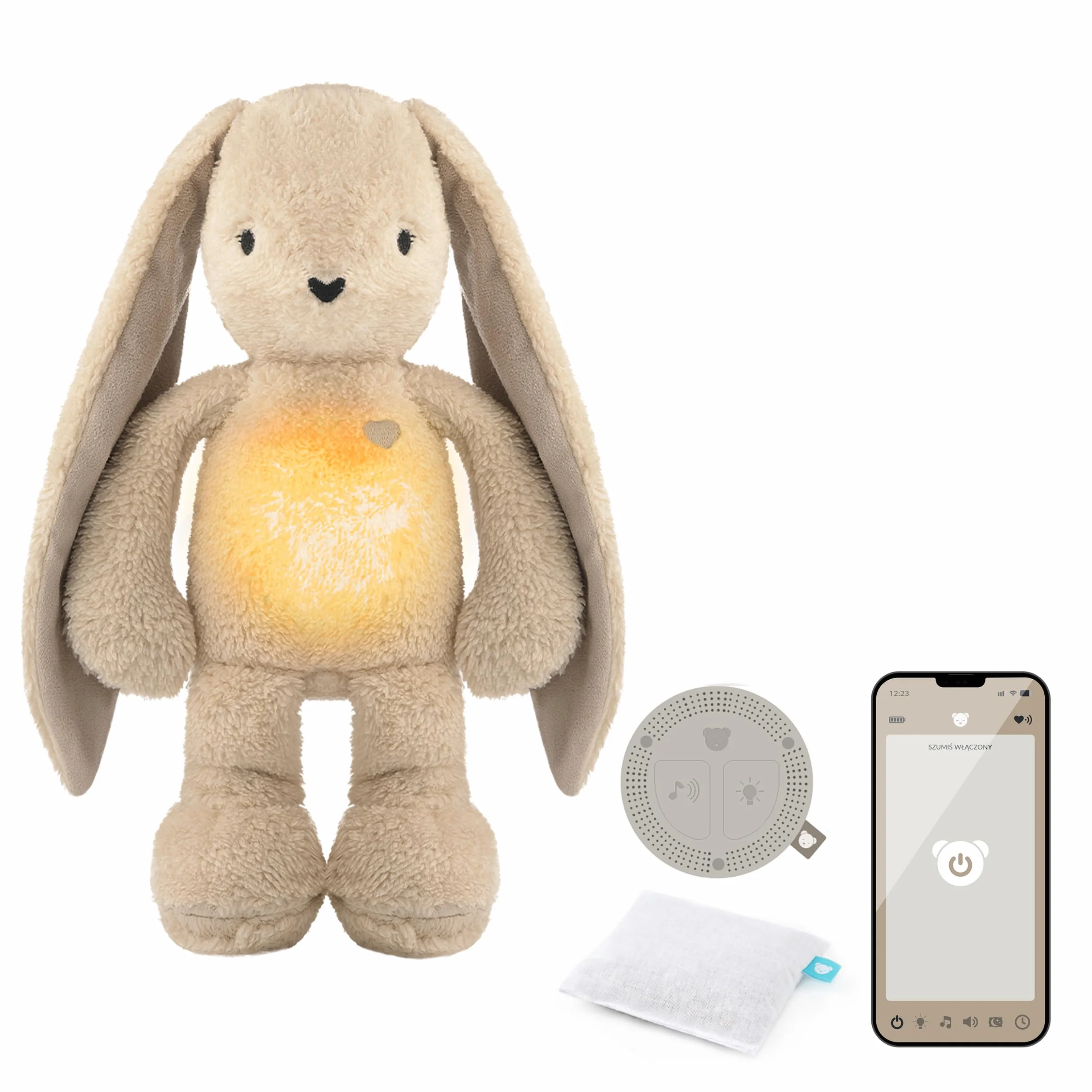 myHummy Ours endormi Bunny beige Duo avec application – Musique & aide au sommeil