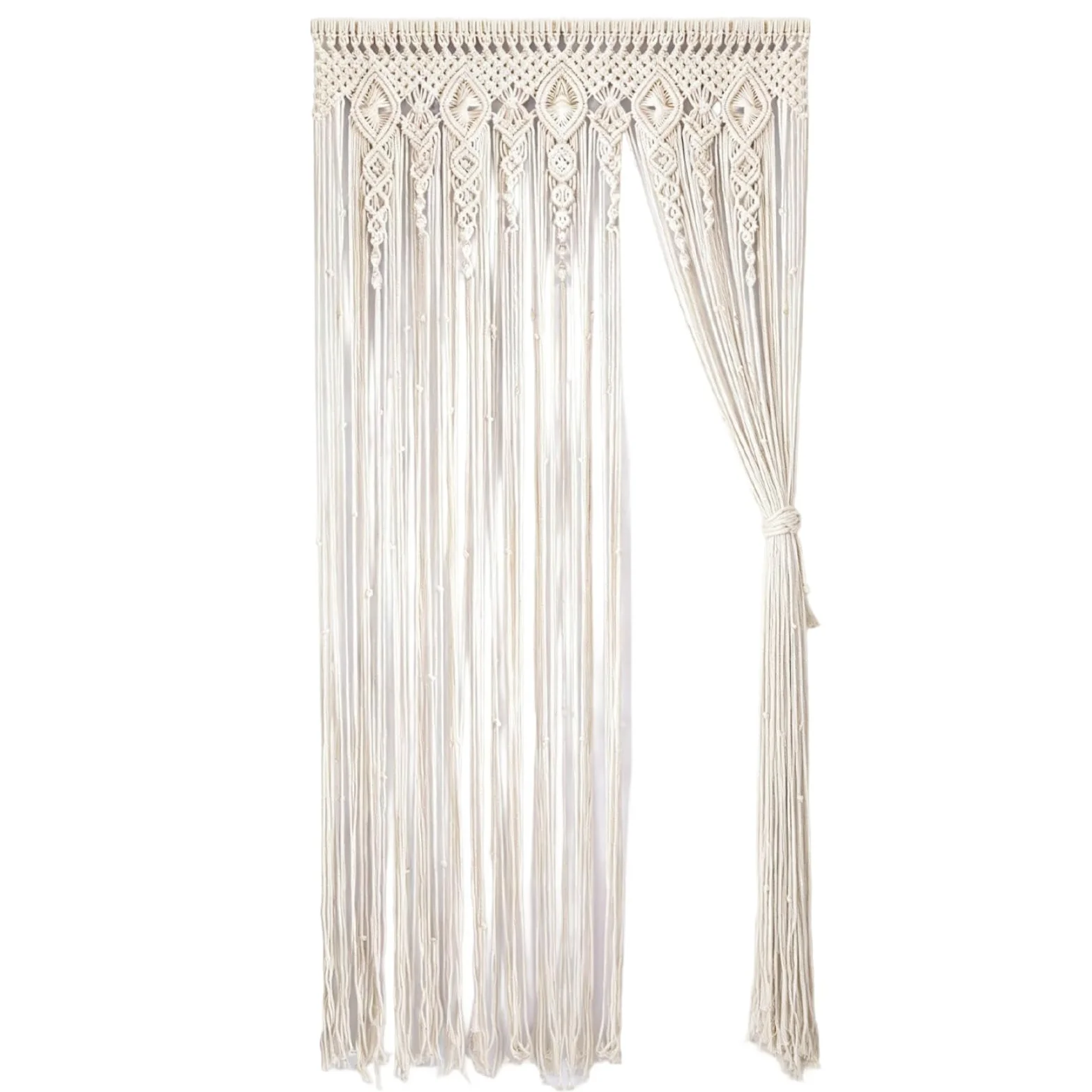 Rideau bohème en macramé en coton tissé à suspendre au mur - 90 x 180 cm - Pour porte, toile de fond de mariage et décoration d'intérieur