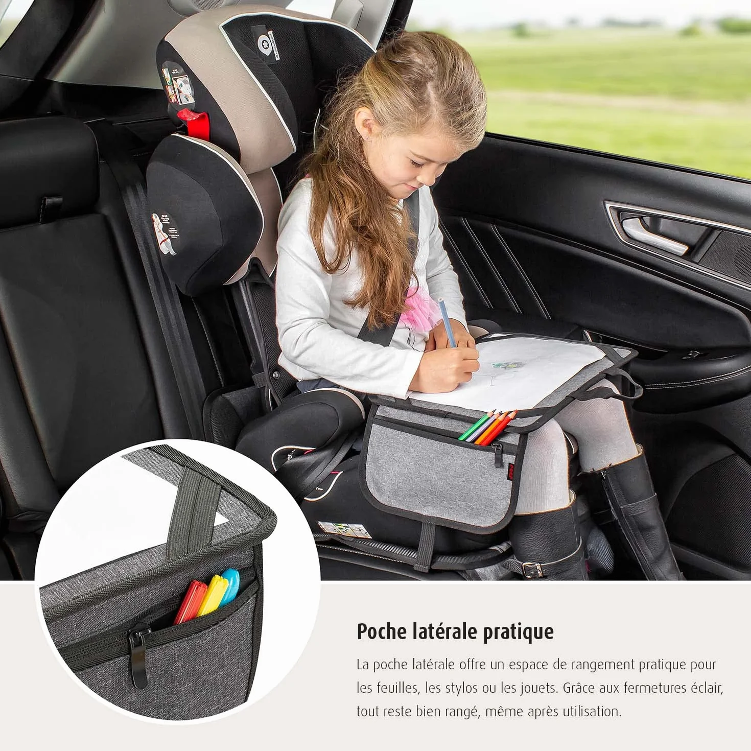 reer TravelKid Play Tapis de coloriage imperméable anti-taches gris voyage léger stable