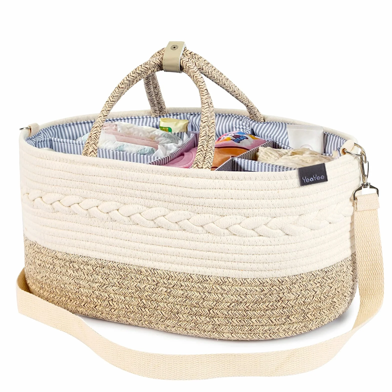 Organisateur de panier à couches bébé 3 compartiments toile 100% coton portable rangement