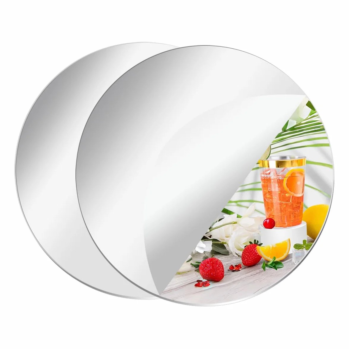 Plaques de miroir rondes Lot de 2 pour décoration table mariage