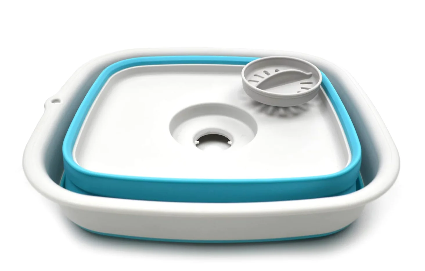 SAMMART Bassine à vaisselle pliable de 9,1 l, avec bouchon de vidange - Lavabo pliable - Bac de rangement de cuisine pour économiser de l’espace (Gris/Bleu vif)
