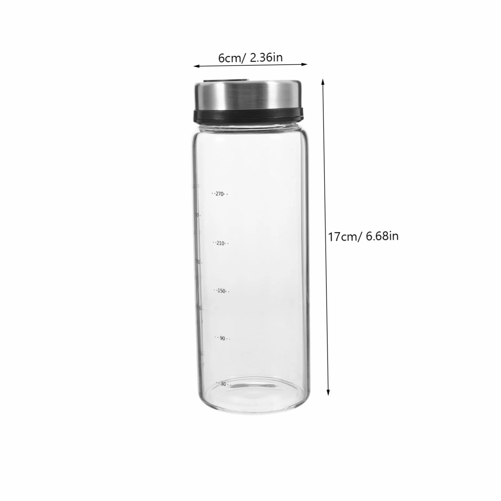 Pot à Épices en Verre 300ml Couvercle Rotatif Acier Inoxydable Récipient à Poivre Cuisine