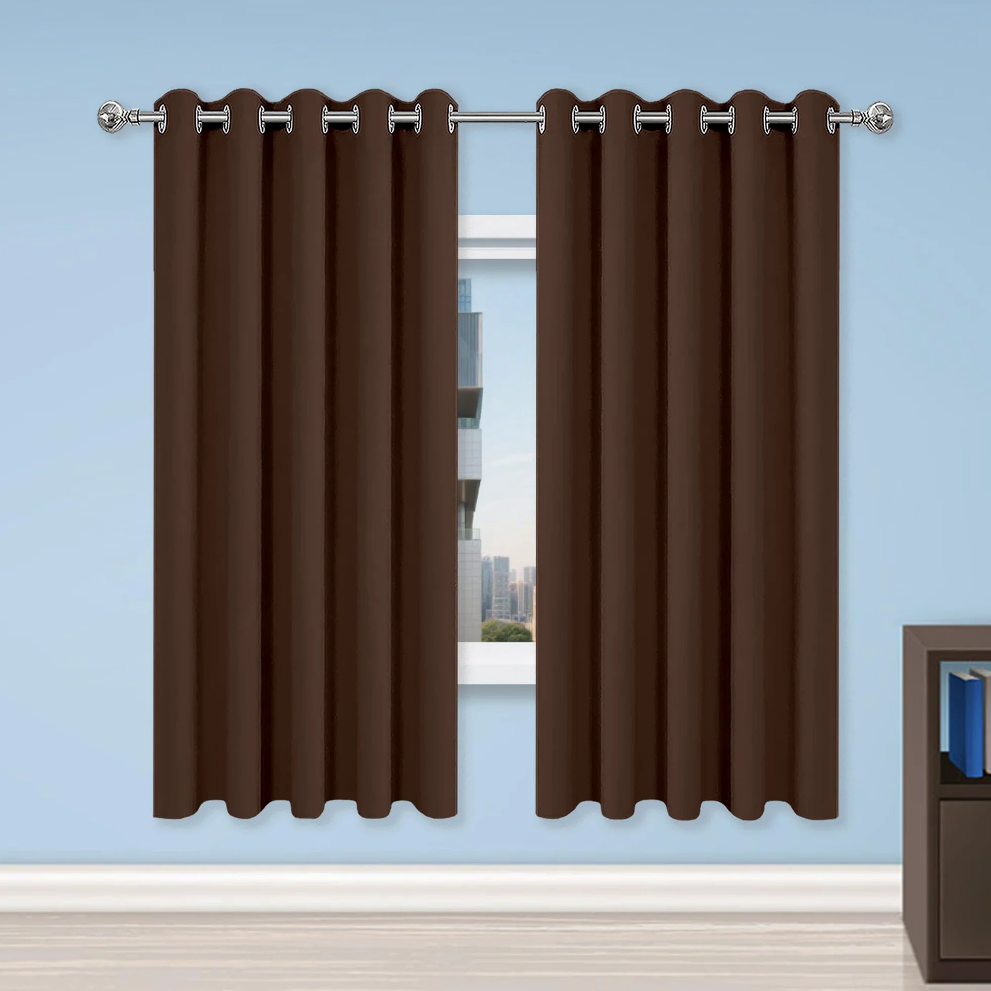 Lot de 1 Rideaux à Oeillets 200 x 230 cm Isolant Thermique Anti Froid Rideau Thermique Isolant Anti Chaleur Design Moderne à Oeillets pour Toutes Les Saisons, Chambre, Brun