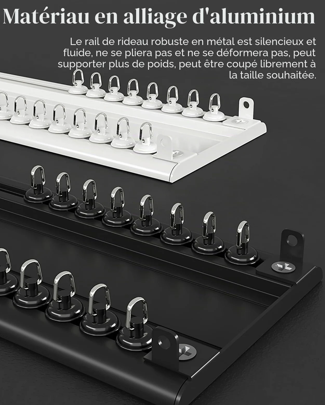 Tringle Rideau Système de Rail de Rideau Extra Fin, Doubles Rails en Alliage D'aluminium, Rails de Plafond Coulissants pour La Maison/VR/zone D'intimité, Tringle à Rideau Élégante et Sans Couture ( Co