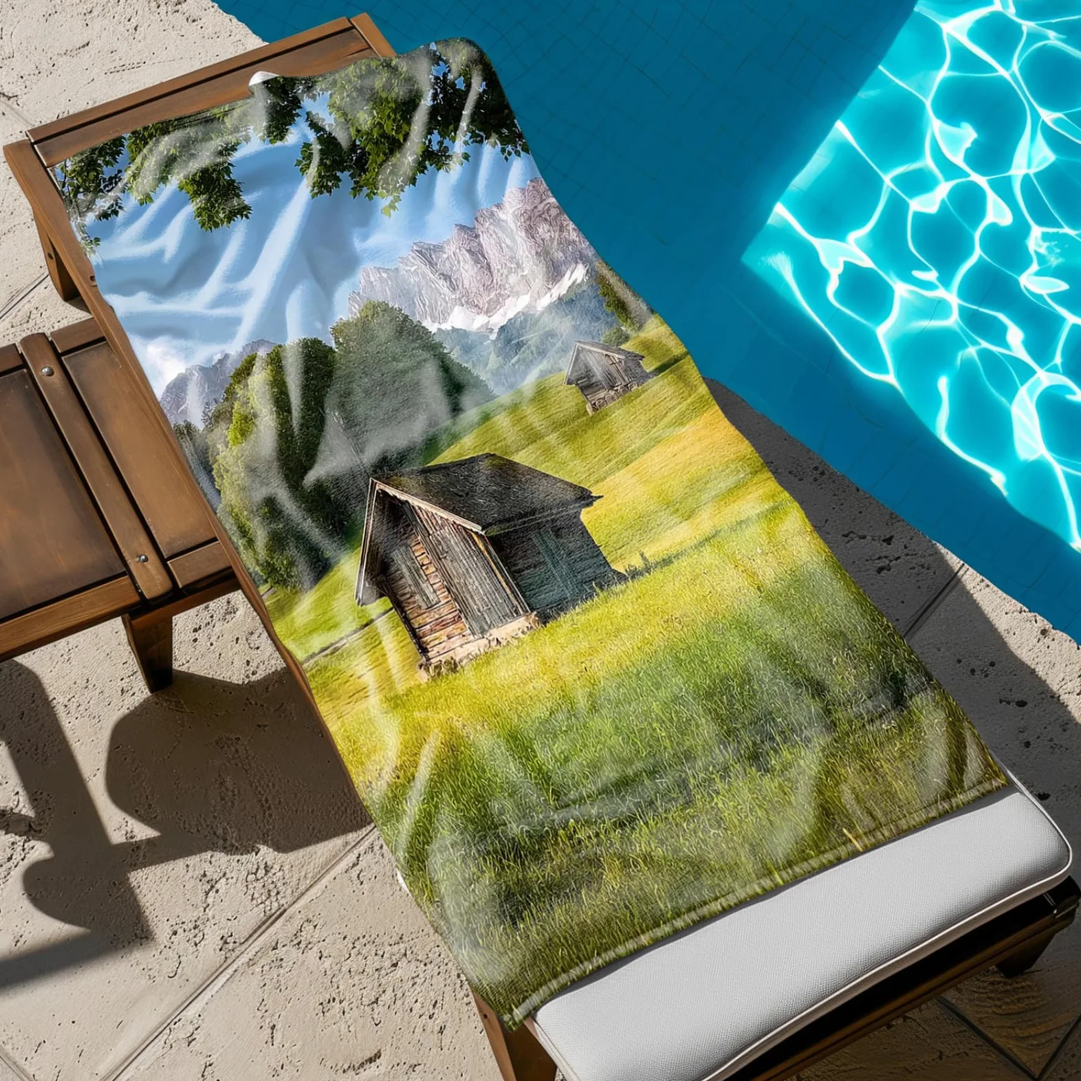 Générique Serviette de Plage 100X200 Maison Marron Lumière Verte Serviette Bain Microfibre Anti Sable Grande Couverture Plage Absorbante Rapide pour Piscine Yoga Sport