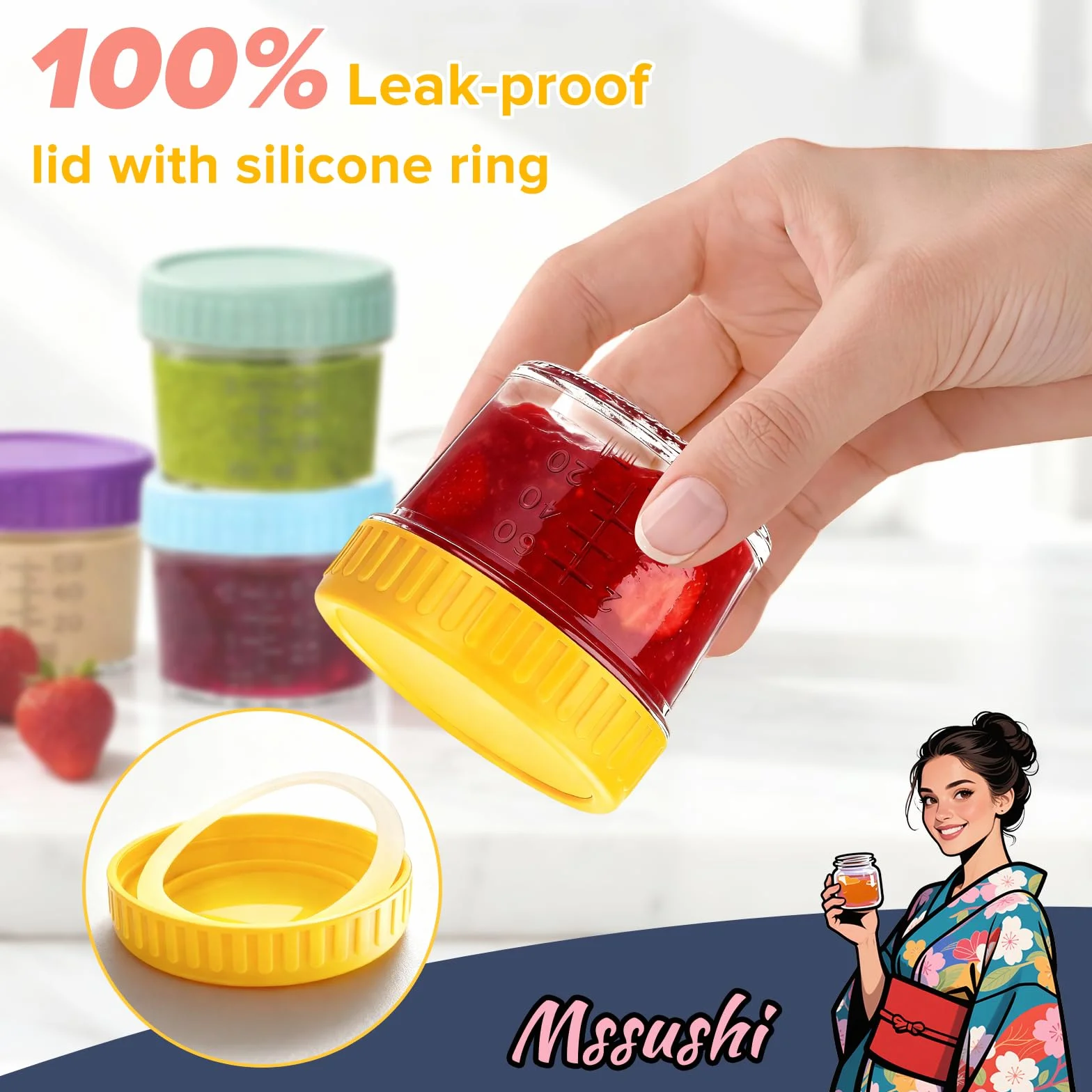 8 Récipients à Vinaigrette en Verre 120ml avec Couvercles Silicone Anti-Fuite, Boîtes Conservation Alimentaire Portable