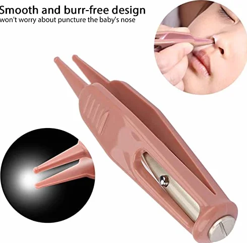 Pince à épiler pour bébé avec lumière, nettoyage sûr et durable pour nez et oreille