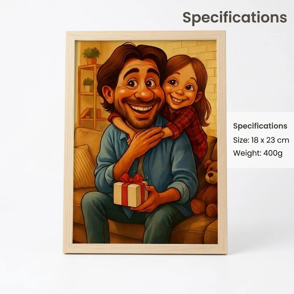 Cadre Photo Personnalisé en Bois Portrait Famille ou Couple Cadeau Anniversaire Mariage Décoration Maison