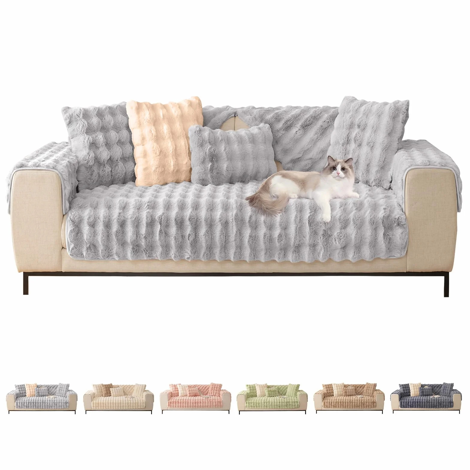 ShowyLive Housse de Canapé d'angle 4/3/2/1 Places Housses Canape Universelle pour Canapé Angle en Forme de L- Doux et Moelleux-Antidérapant (Gris Clair, 90 * 240 CM)