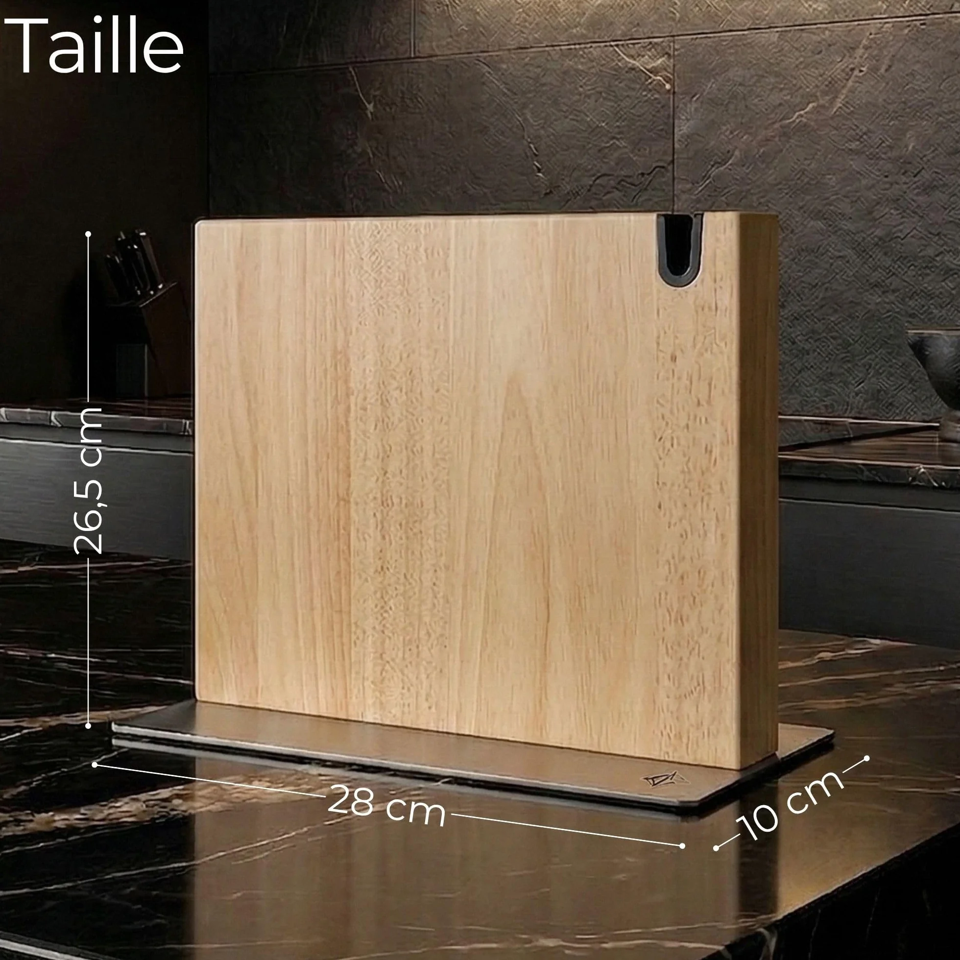 Porte Couteaux Magnétique Cuisine XL avec Aiguiseur Support Magnétique Couteaux Bois Massif Bloc Rangement (Chêne)