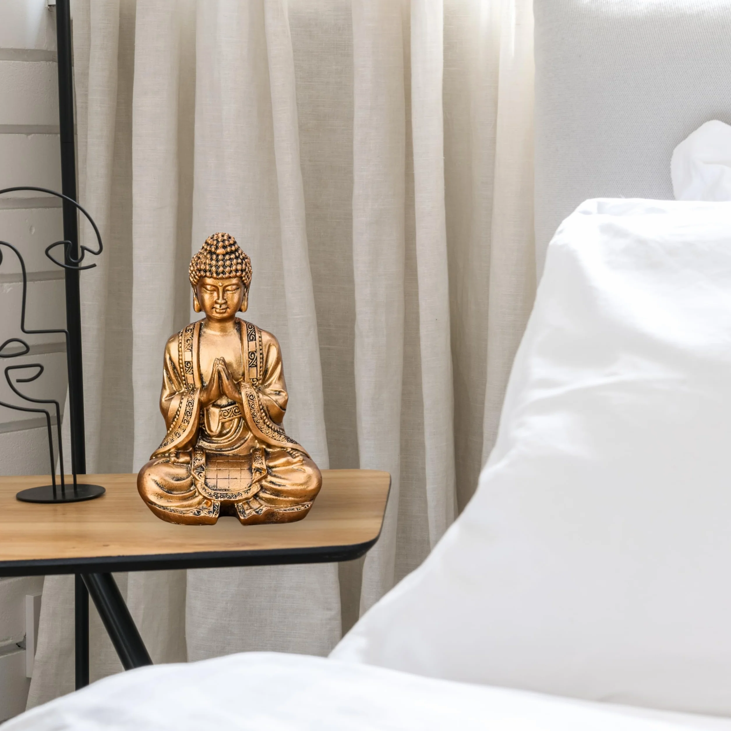 Statue Bouddha Or Méditation 12cm Zen Feng Shui Décoration Intérieur