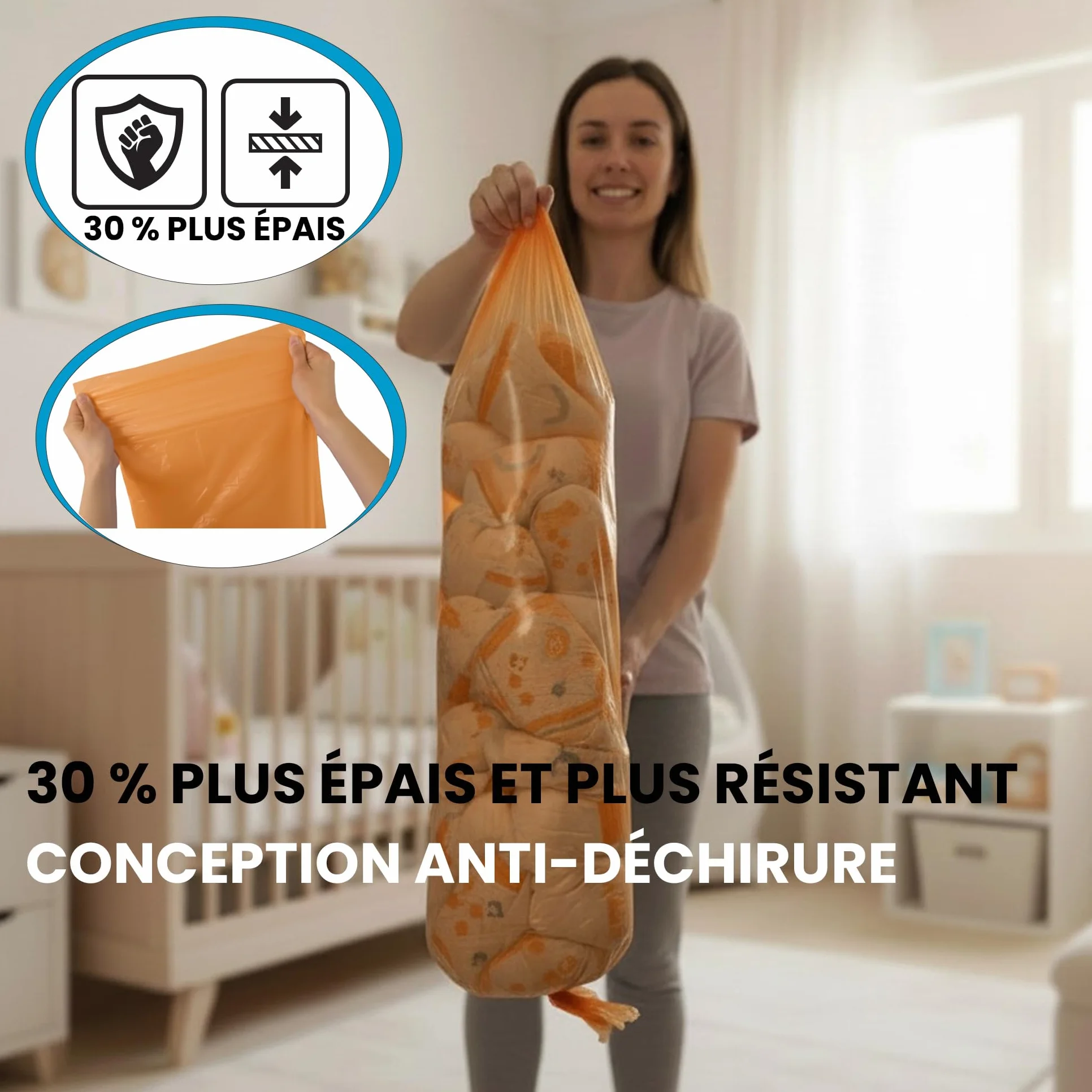 Recharges poubelle couche bébé Tommee Tippee Angelcare 7,5 mètres anti-odeur sans BPA recyclable