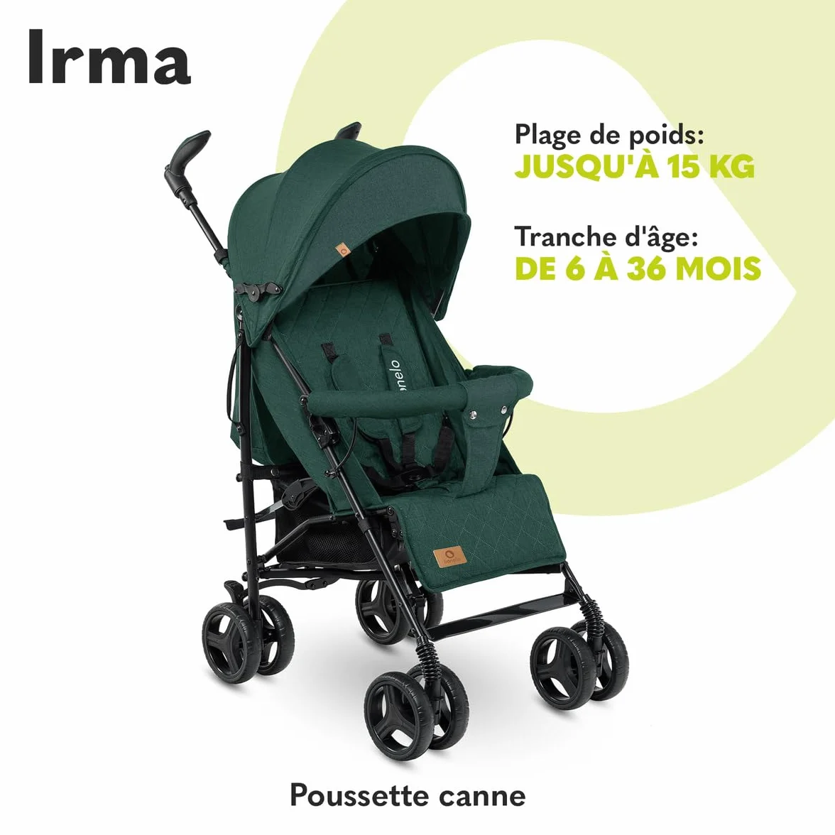 LIONELO Irma poussette canne 15 kg 0-36 mois légère compacte réglage dossier position couchée grand panier pliage rapide moustiquaire chauffe-pieds
