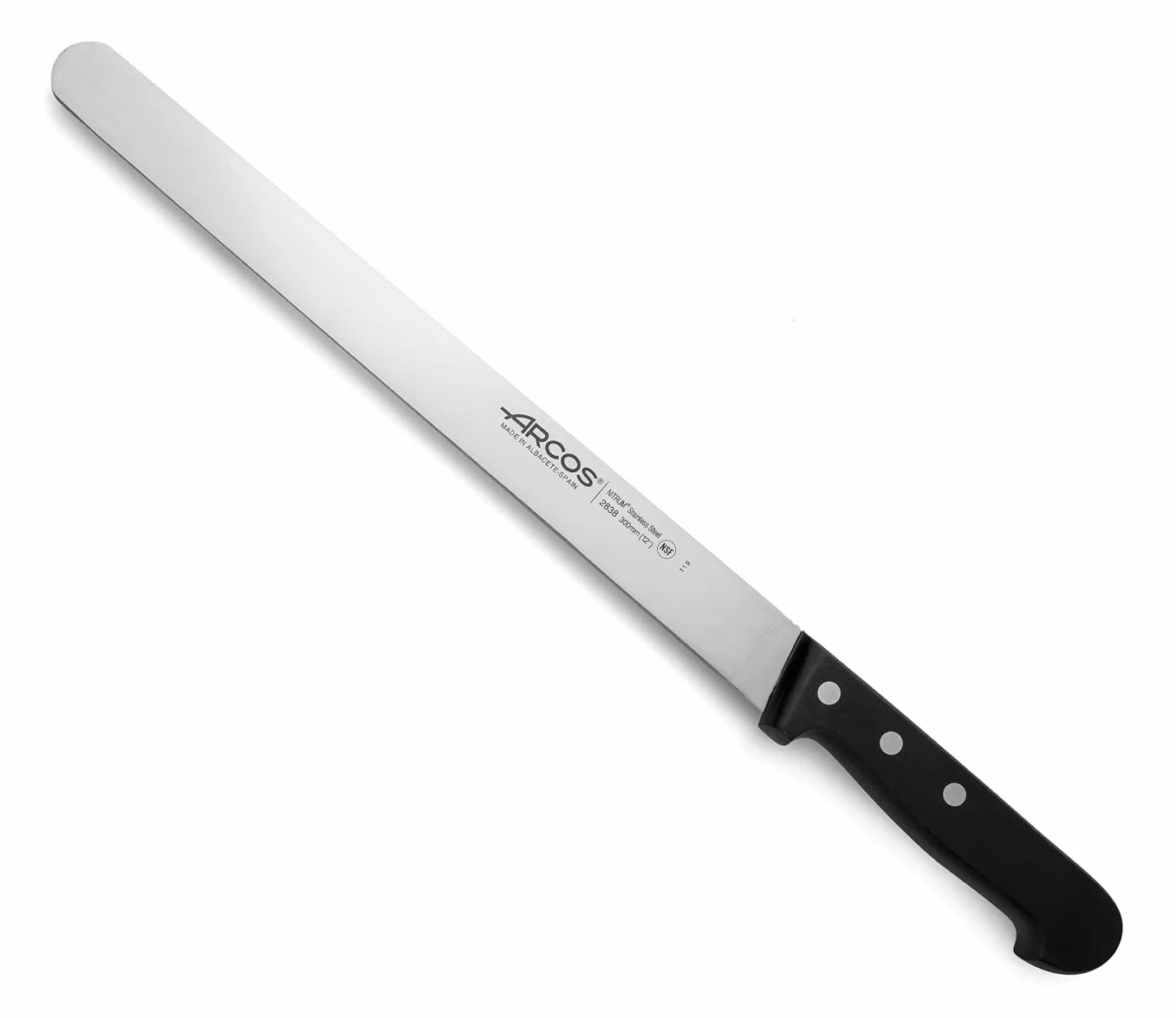 Arcos Séries Universal Couteau à Trancher Jambon Lame Acier Inoxydable Nitrum 300 mm Manche POM Noir