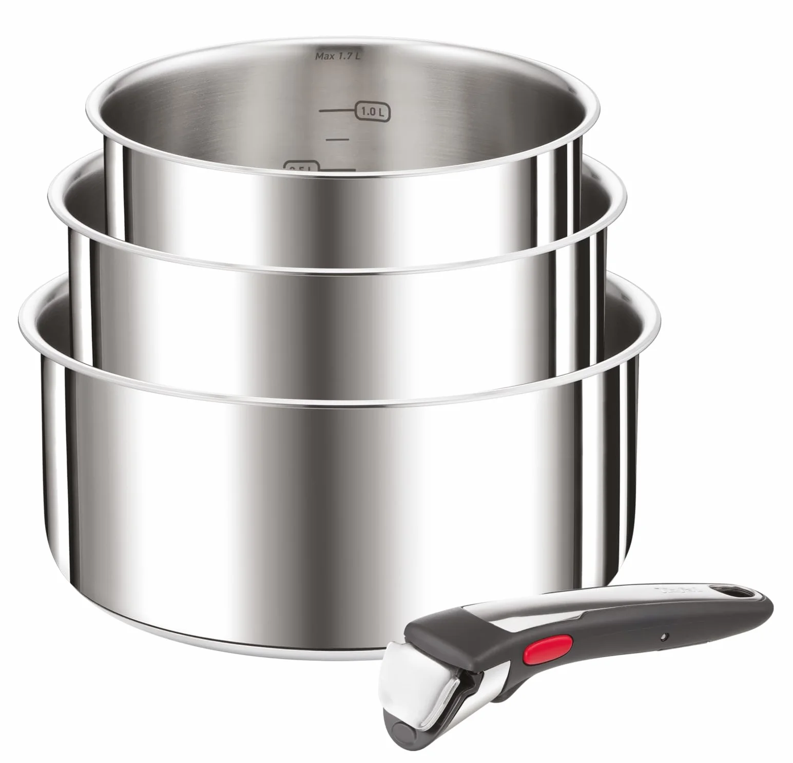Tefal Ingenio Lot de 4 casseroles 16/18/20 cm Induction Acier inoxydable Empilable L898S334