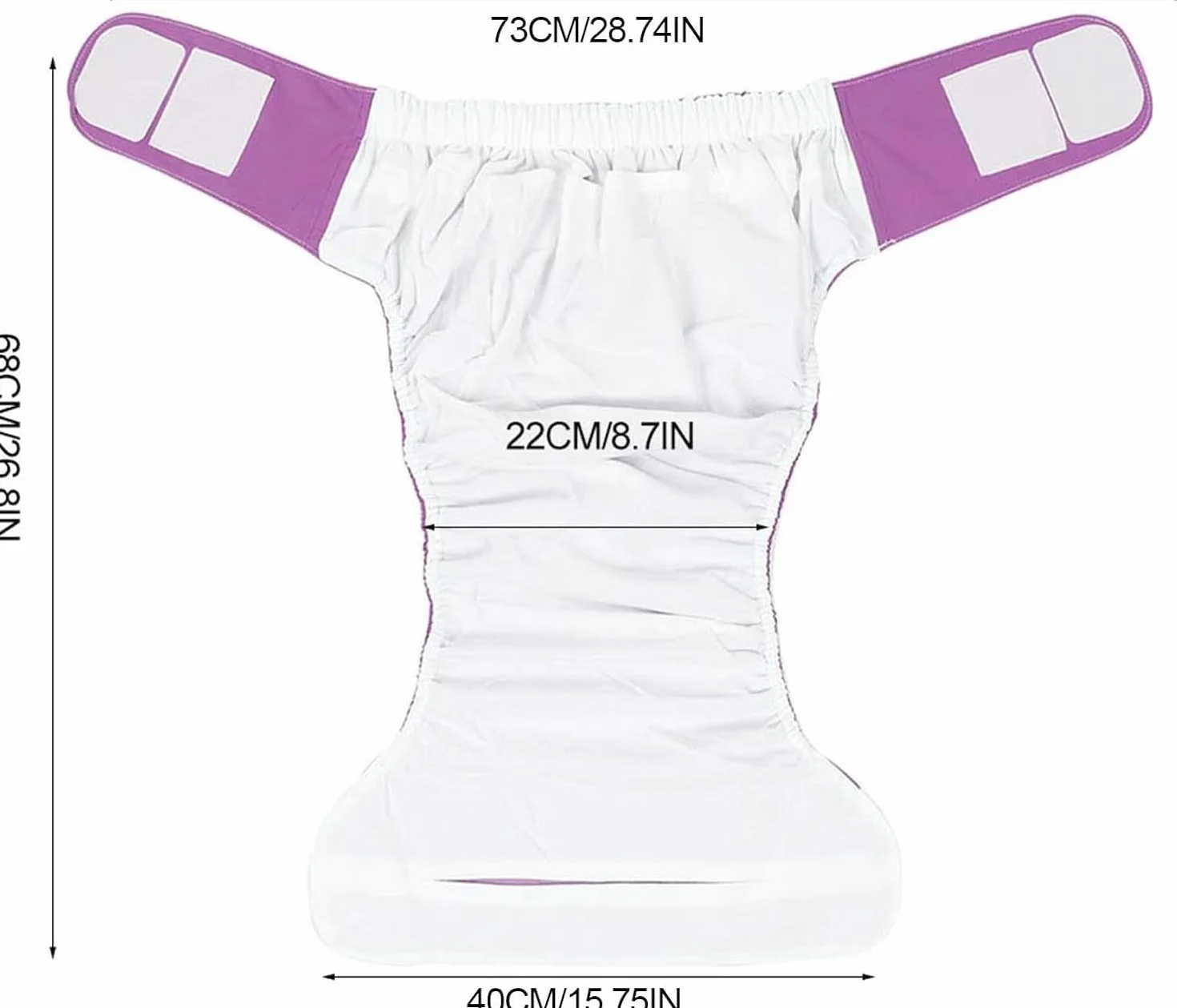 Couches en tissu réutilisables imperméables lavables pour adultes incontinence violet