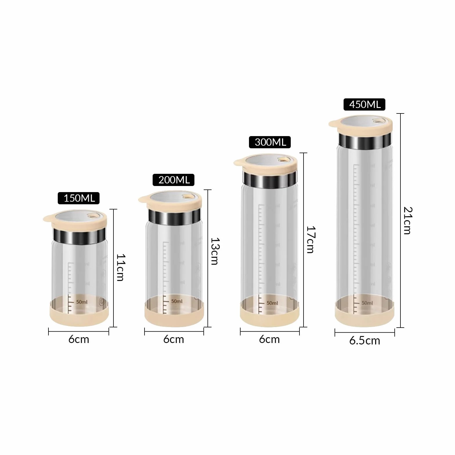 Salière et poivrière en verre borosilicaté avec couvercle acier inoxydable 200 ml