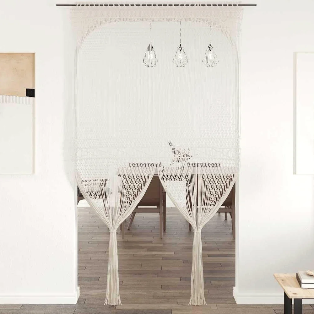 Rideau en macramé 140x240 cm Coton Salon | Thermique Isolant Lumiere et Anti Chaleur Rideau Fenêtre pour Chambre et Intérieur