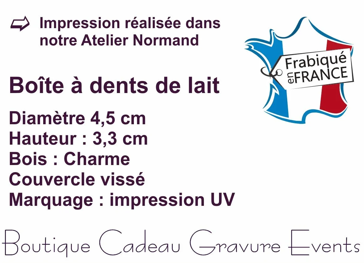 Boite à Dents de Lait en bois Personnalisée avec Prénom - Fabrication française - Cadeau de naissance Fille