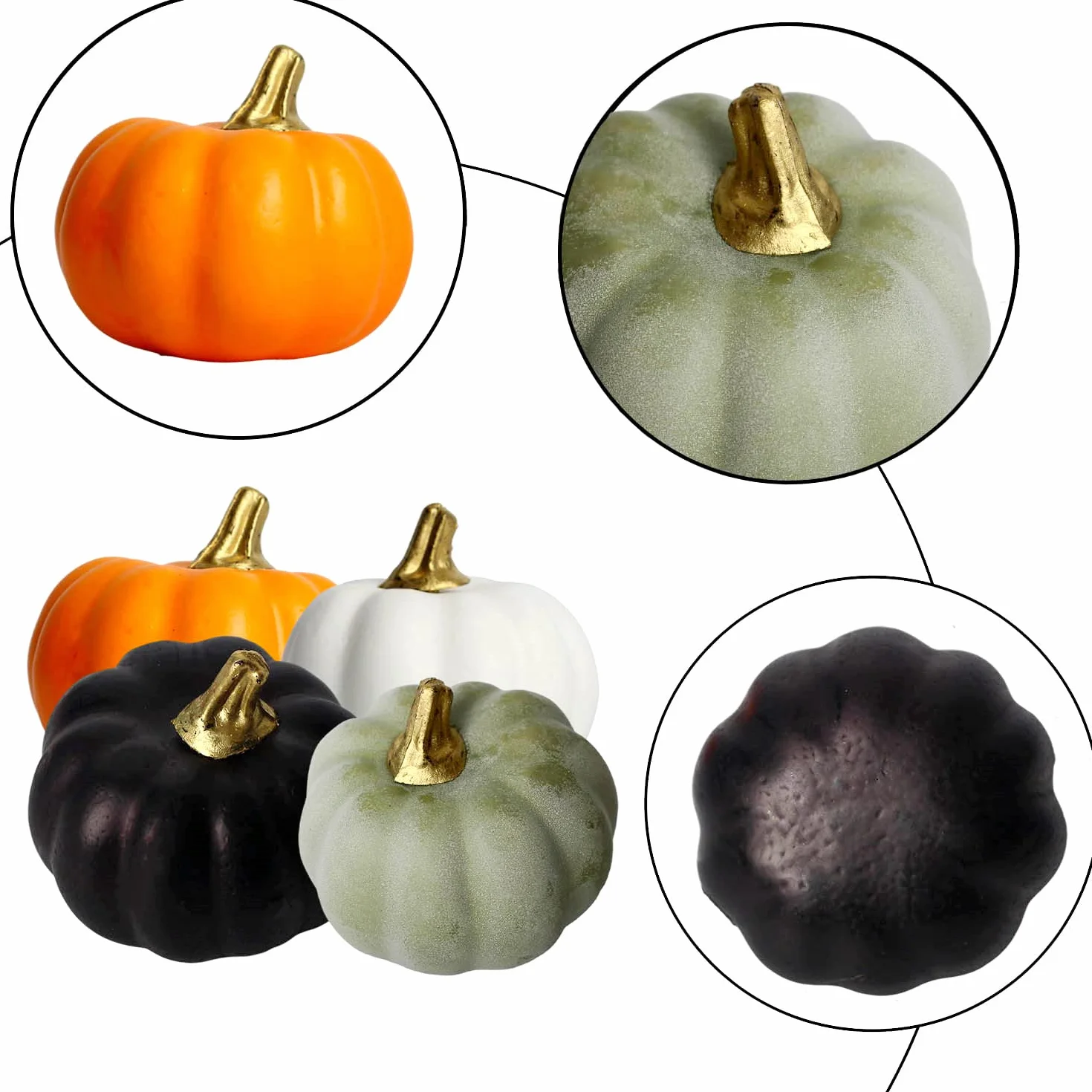 Halloween Automne Citrouille Artificielles Ensemble Decoration Intérieur Exterieur Mini Citrouilles Table Thanksgiving Noël
