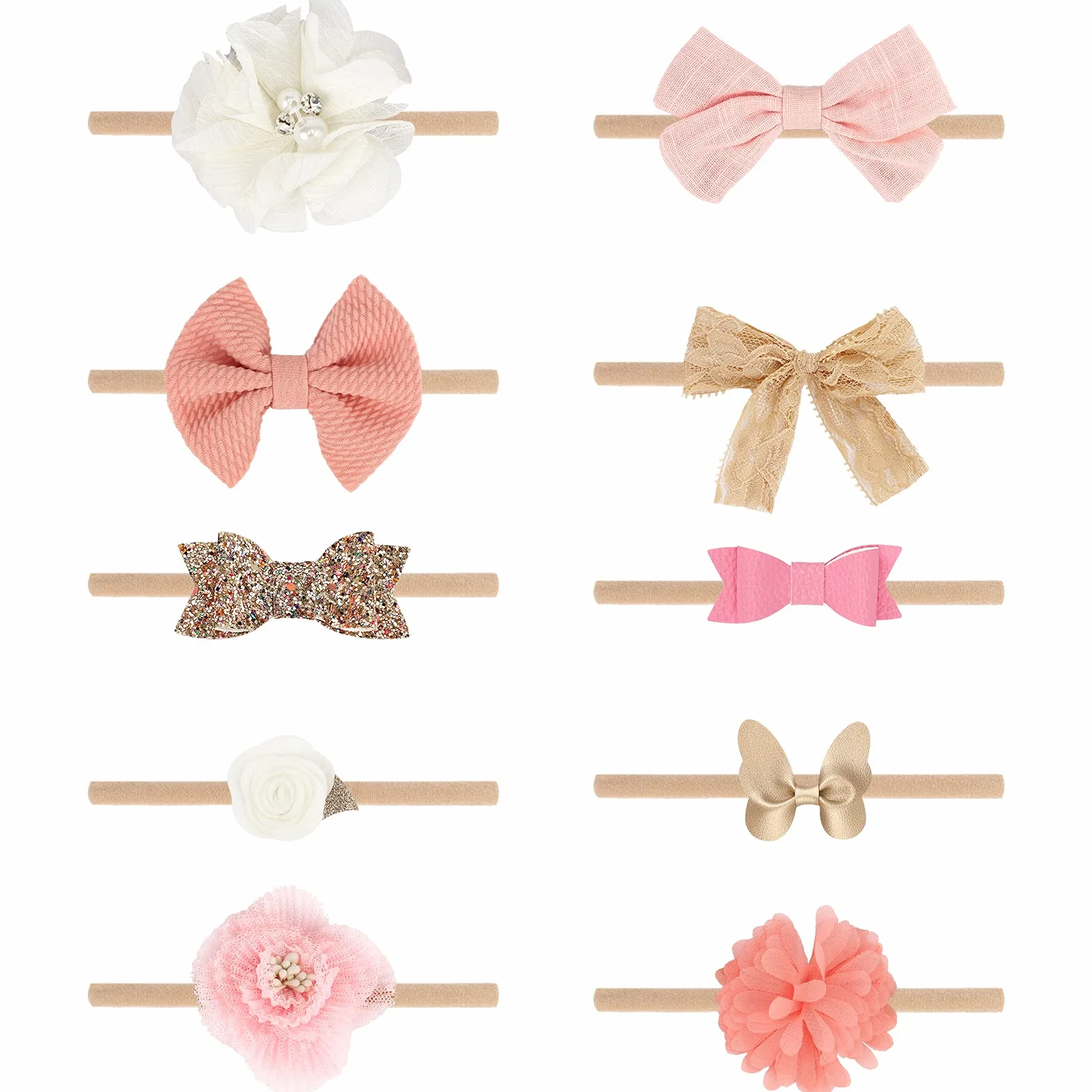 DRESHOW Bébé Bandeaux Cheveux Bandeau Fille Turban Accessoires 10 Pièces
