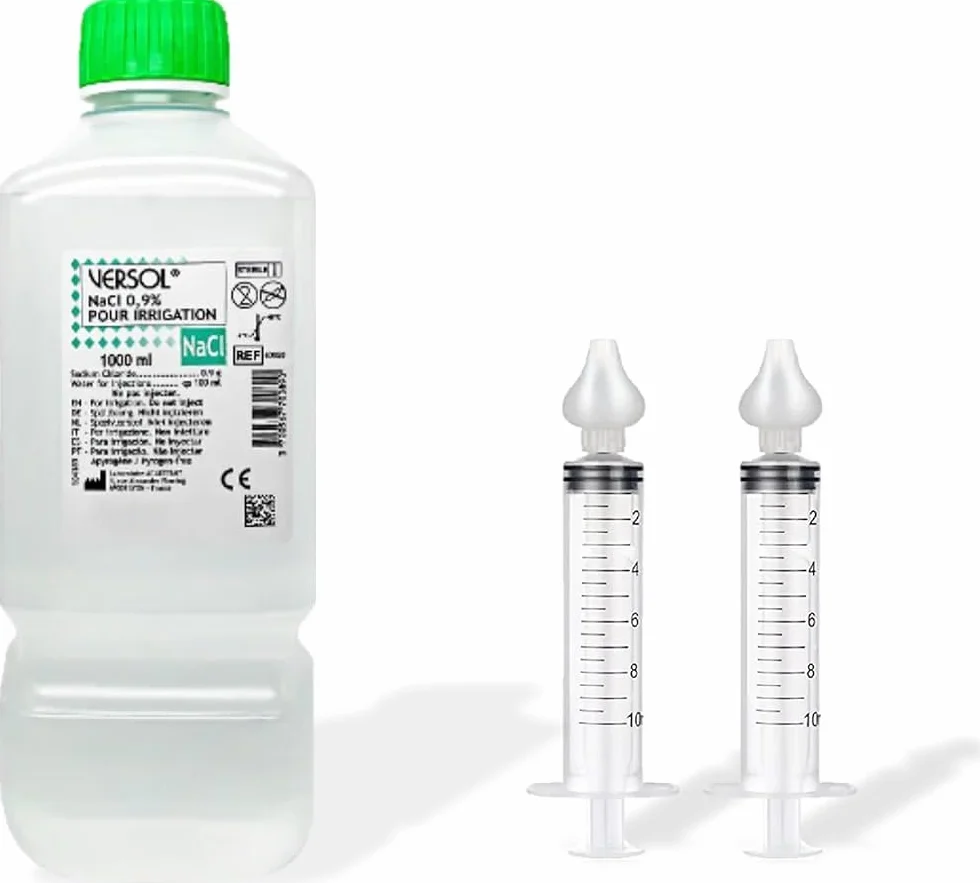 VERSOL Serum Physiologique Pack 1 Litre Lavage Nasale avec 2 Seringues Réutilisables