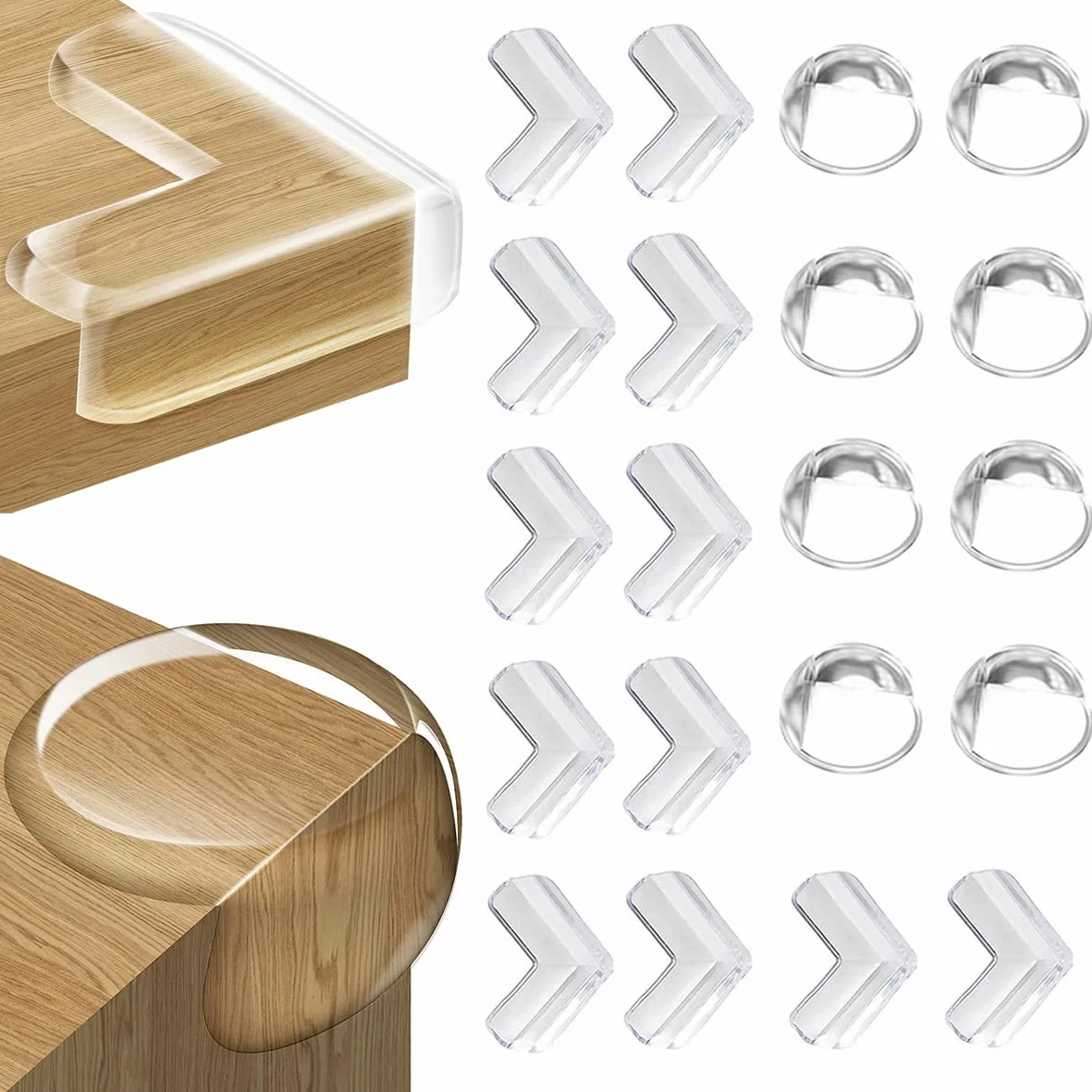 FUHOMI 20 PCS Table Corner Protectors Baby Safety Edge Guard with Strong Adhesive for Furniture