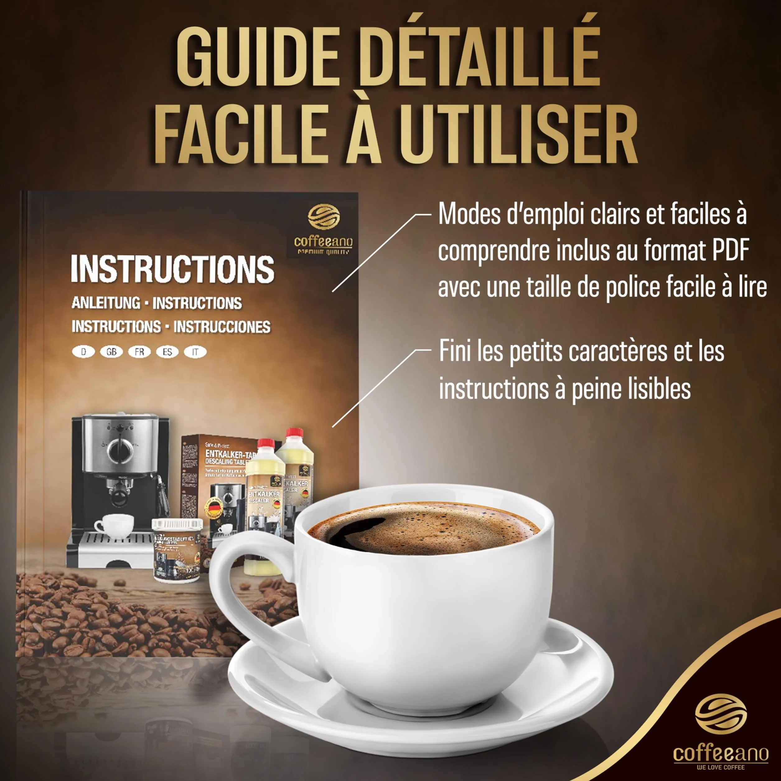 Pastilles de nettoyage pour machines à café Jura, Krups, Melitta, Delonghi, Siemens, Philips, Bosch, Tassimo, Nespresso, Sage, Senseo - Coffeeano